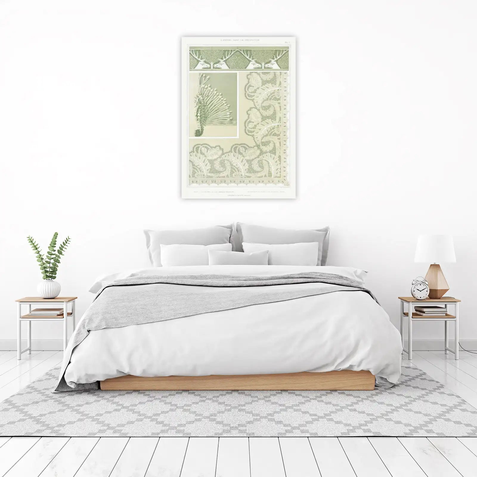 Art Nouveau Seahorse & Deer Floral Wall Art