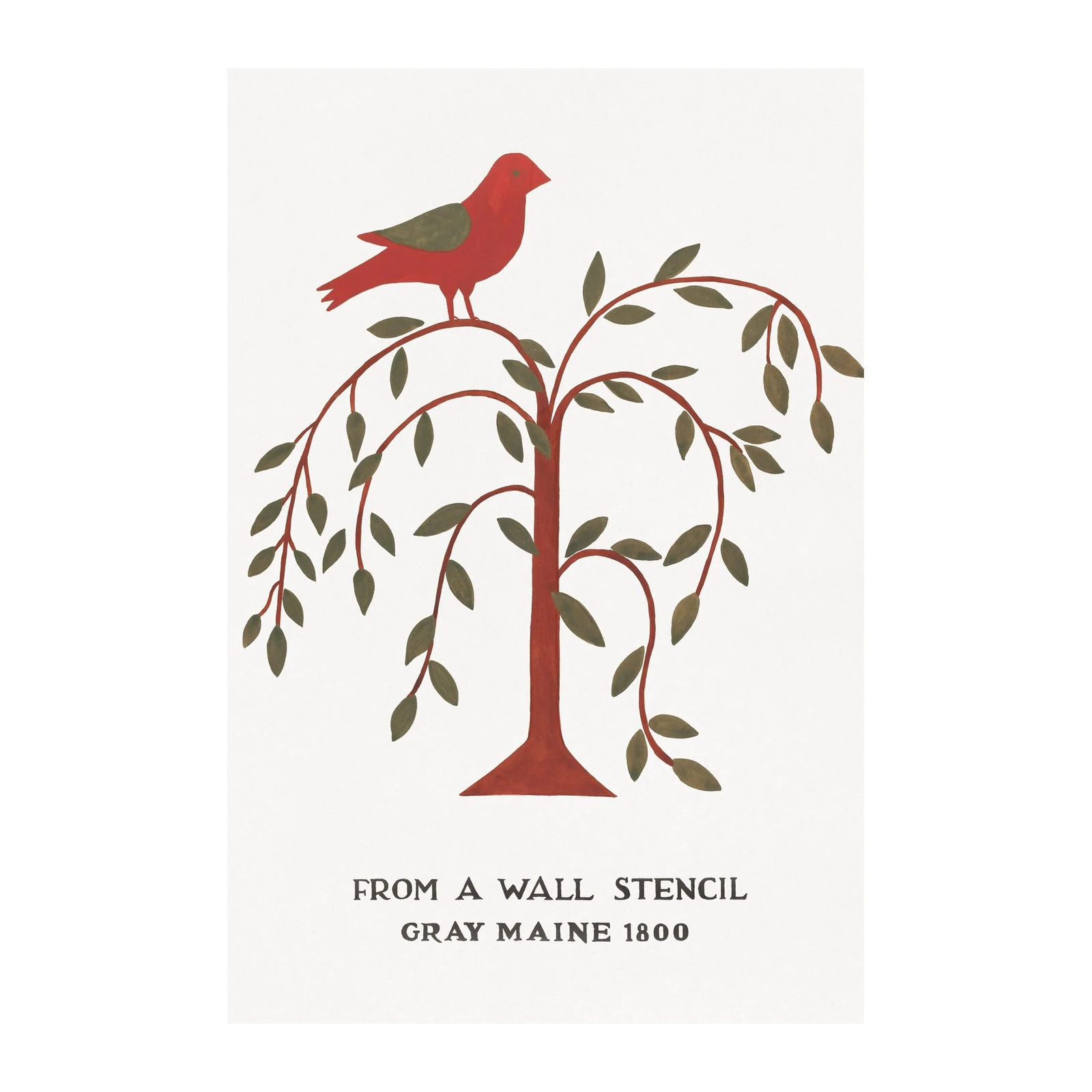 Rustic Red Bird Tree Folk Art Wall Art