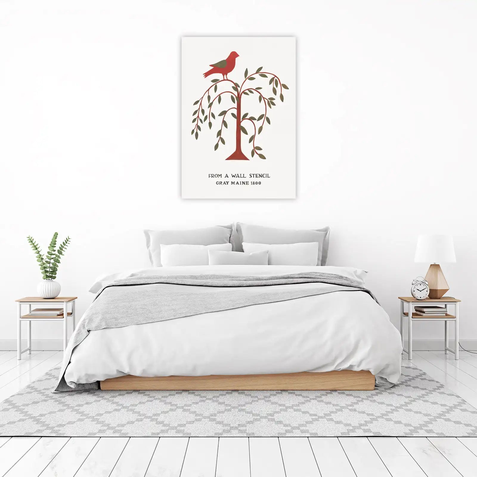 Rustic Red Bird Tree Folk Art Wall Art