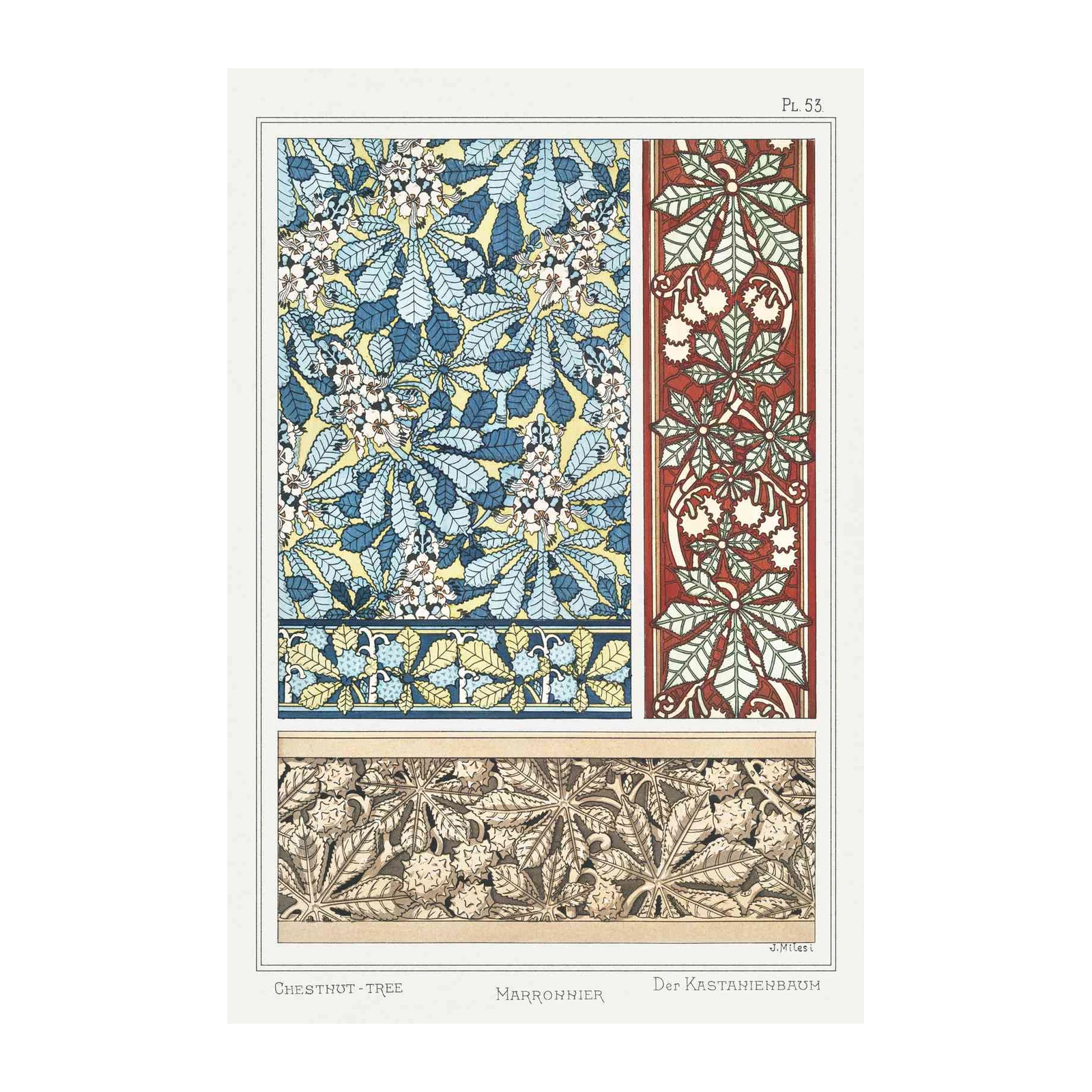 Art Nouveau Chestnut Flora Wall Art
