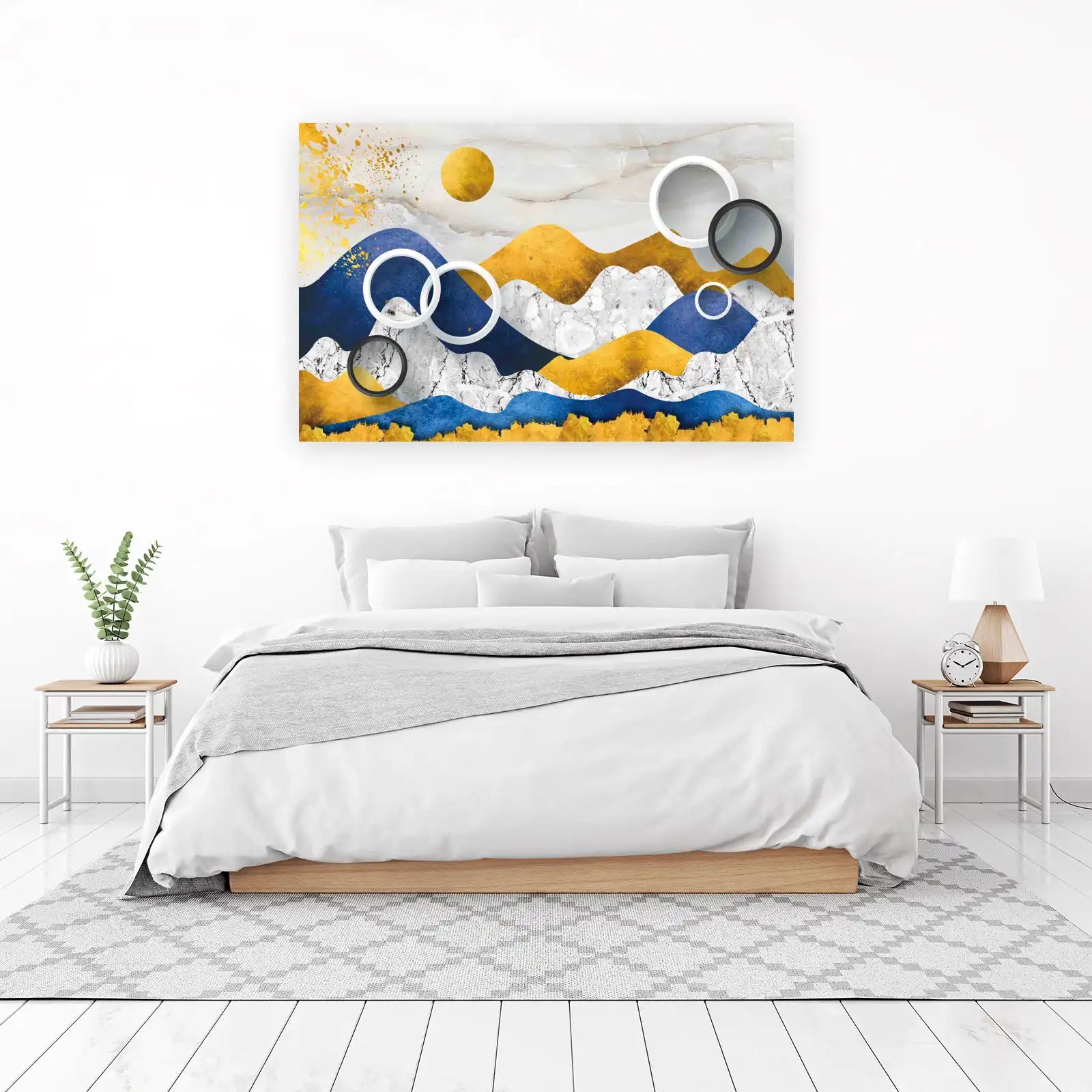 Abstract Gold Mountain Circles Wall Art