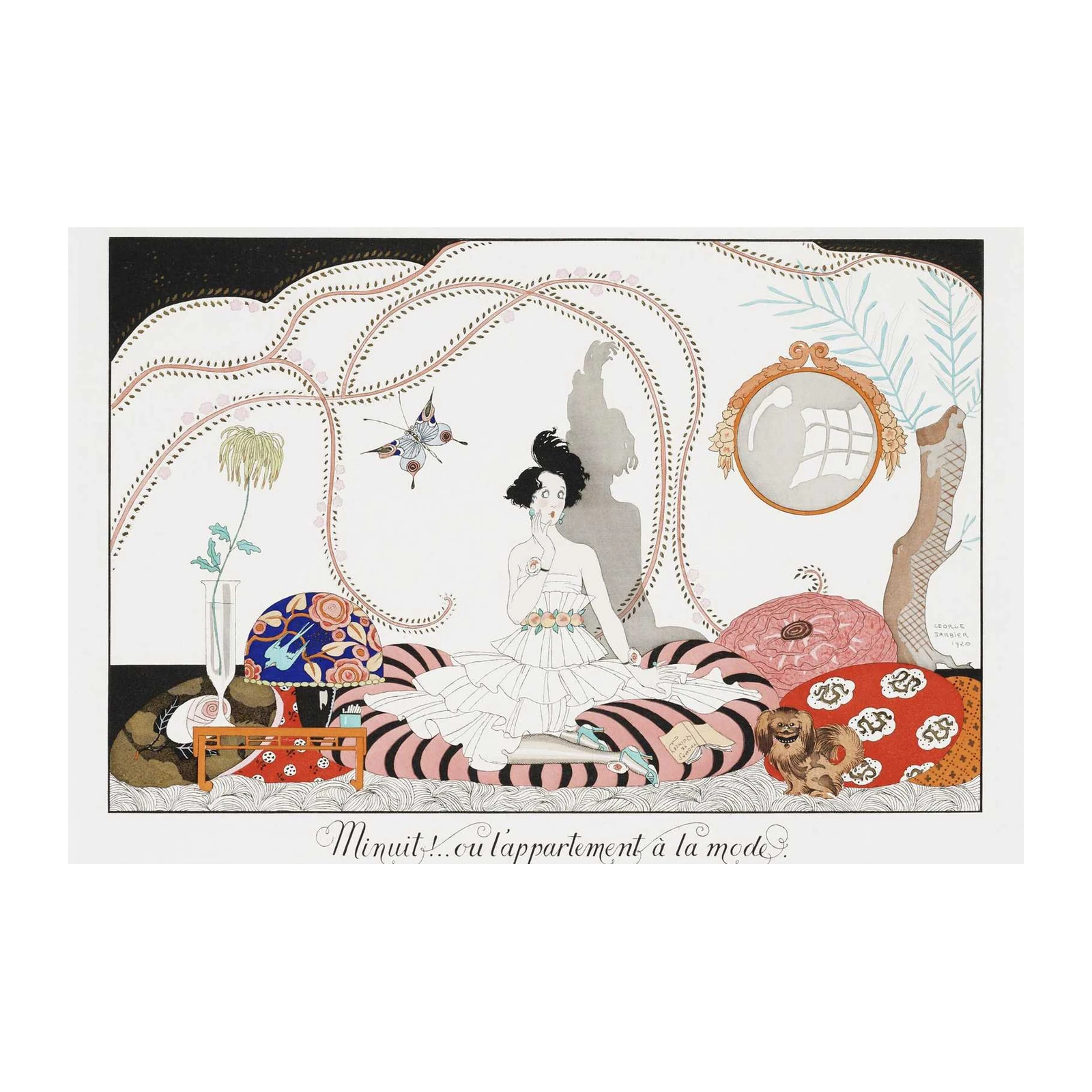 Elegant Art Deco Woman Butterfly Wall Art