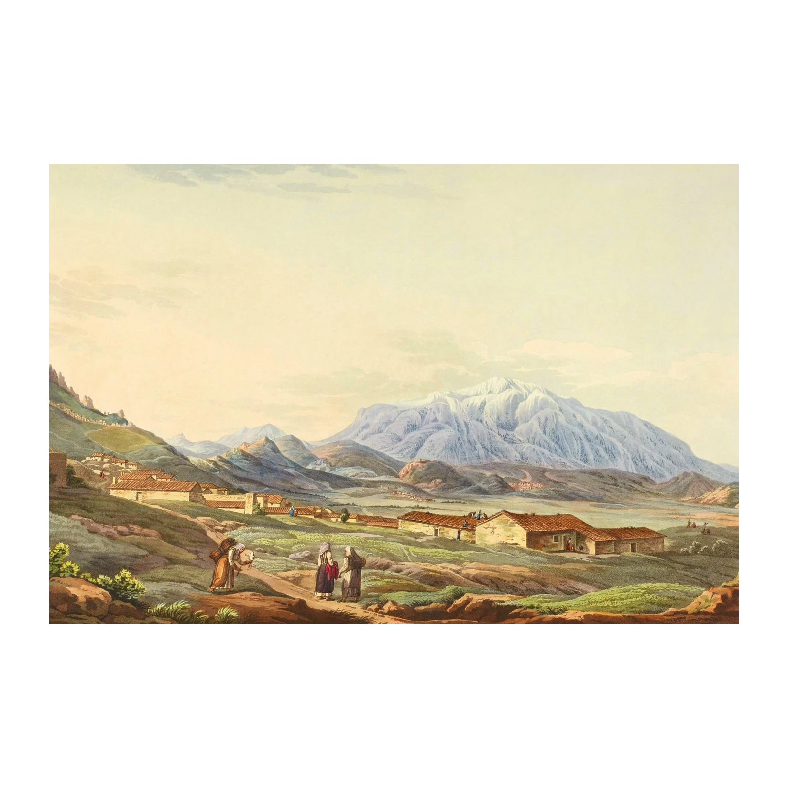 Majestic Mountain Village Landscape Wall Art