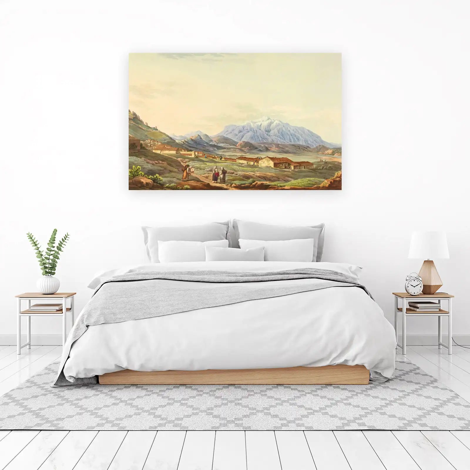 Majestic Mountain Village Landscape Wall Art