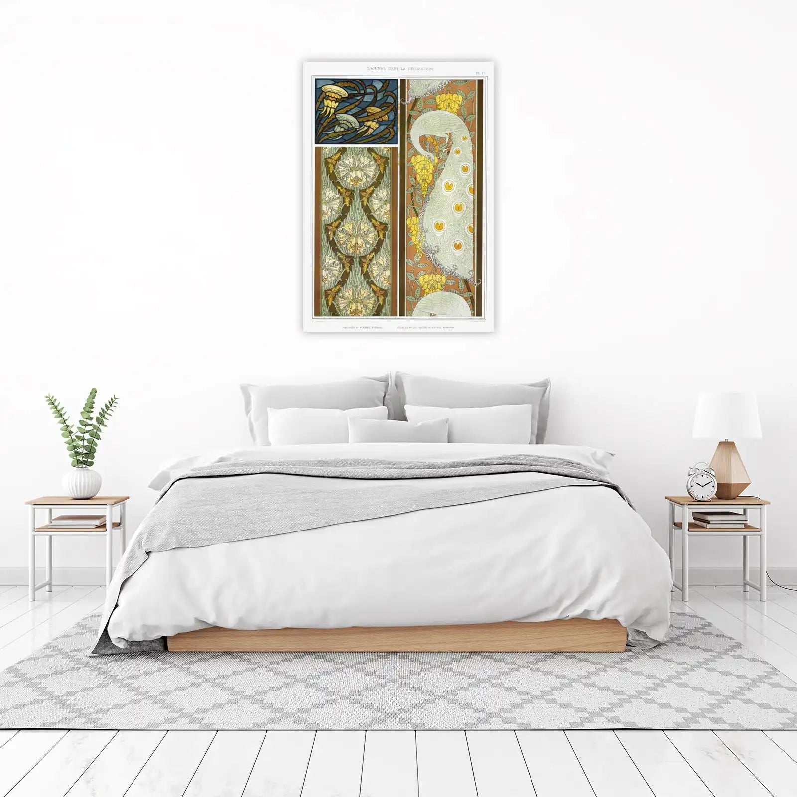 Art Nouveau Peacock & Floral Wall Art