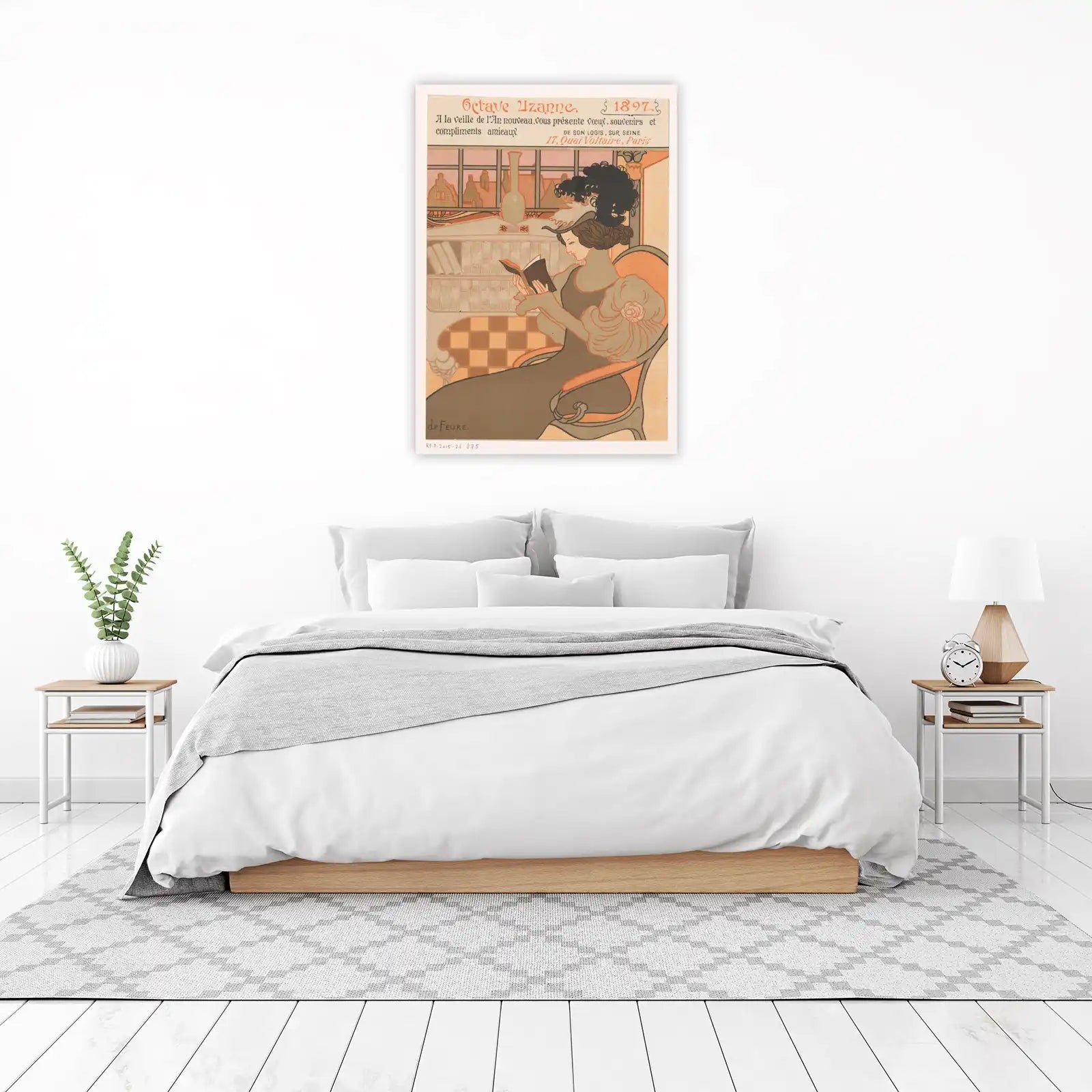 Elegant Woman Reading Art Nouveau Wall Art
