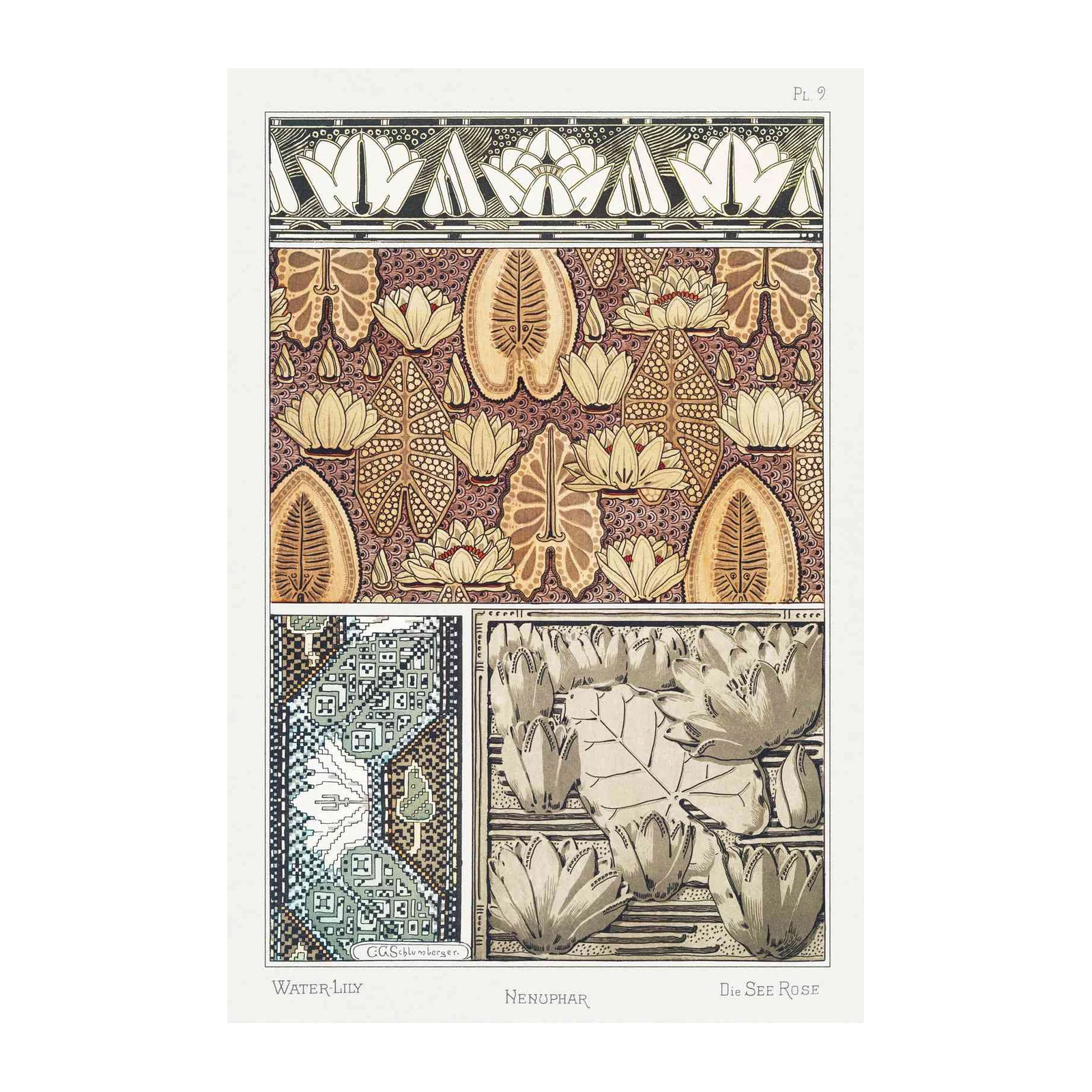 Art Nouveau Water Lily Wall Art