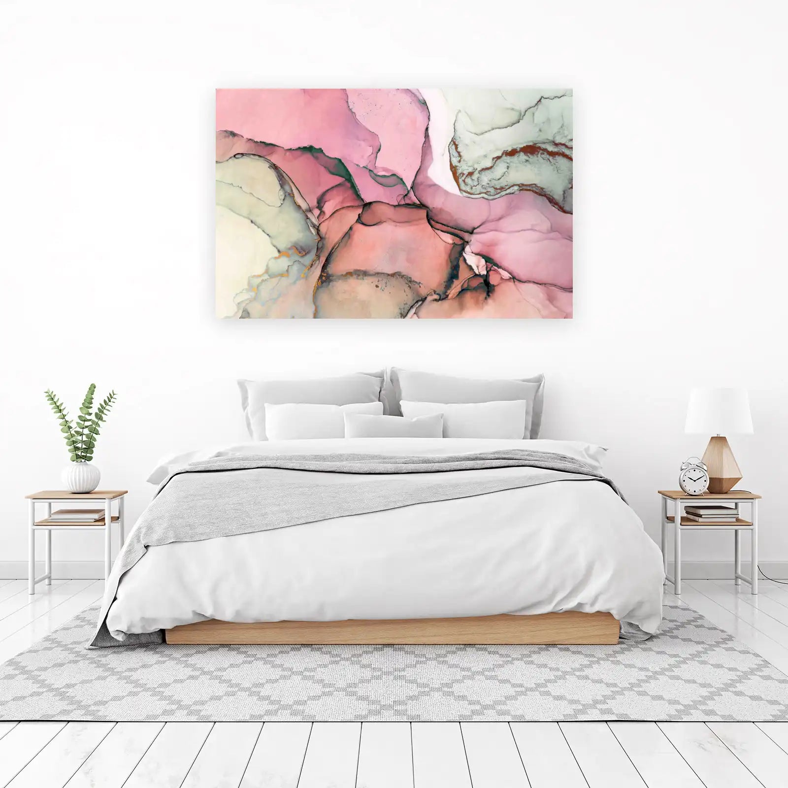 Abstract Pink & Gold Ink Fluid Art Wall Art