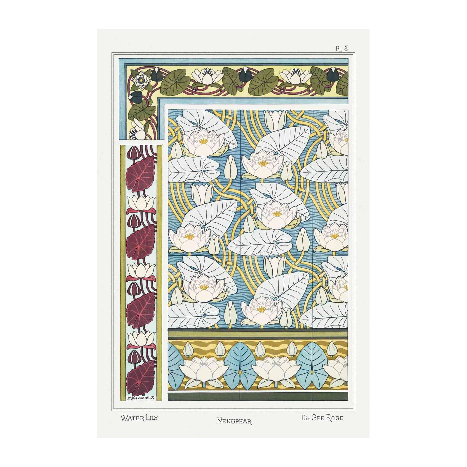 Art Nouveau Water Lily & Nenúphar Wall Art