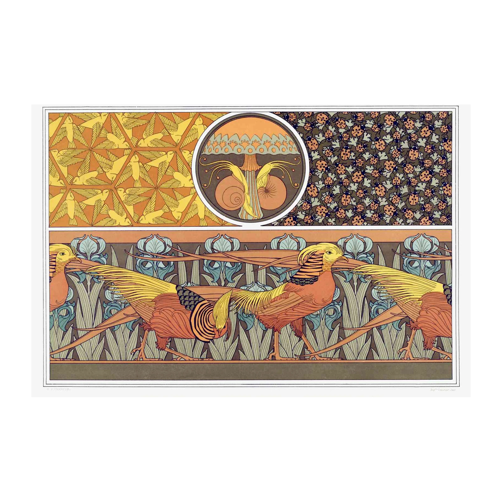 Art Nouveau Pheasant & Nature Wall Art