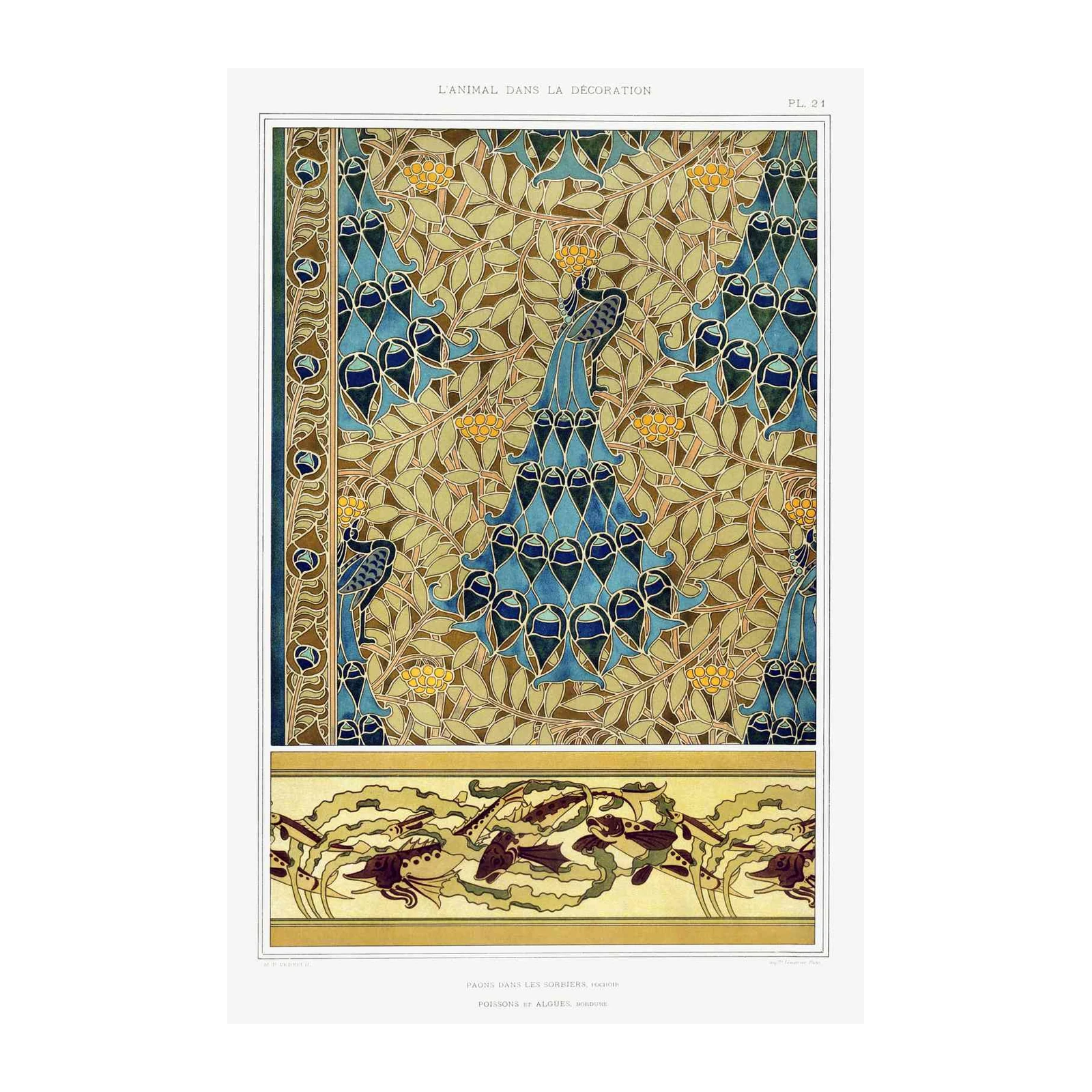 Art Nouveau Peacock Floral Wall Art