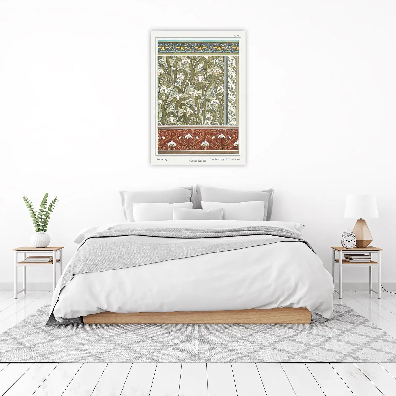 Art Nouveau Snowdrop Floral Wall Art