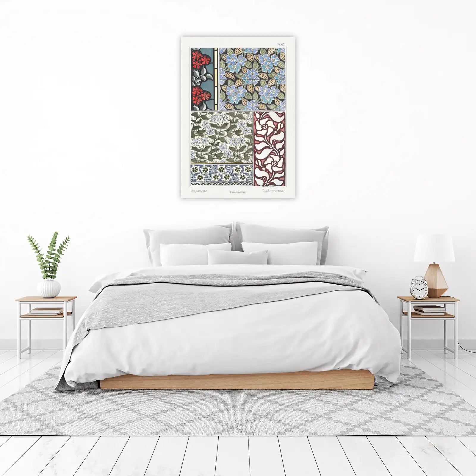 Vintage Floral Art Nouveau Periwinkle Wall Art