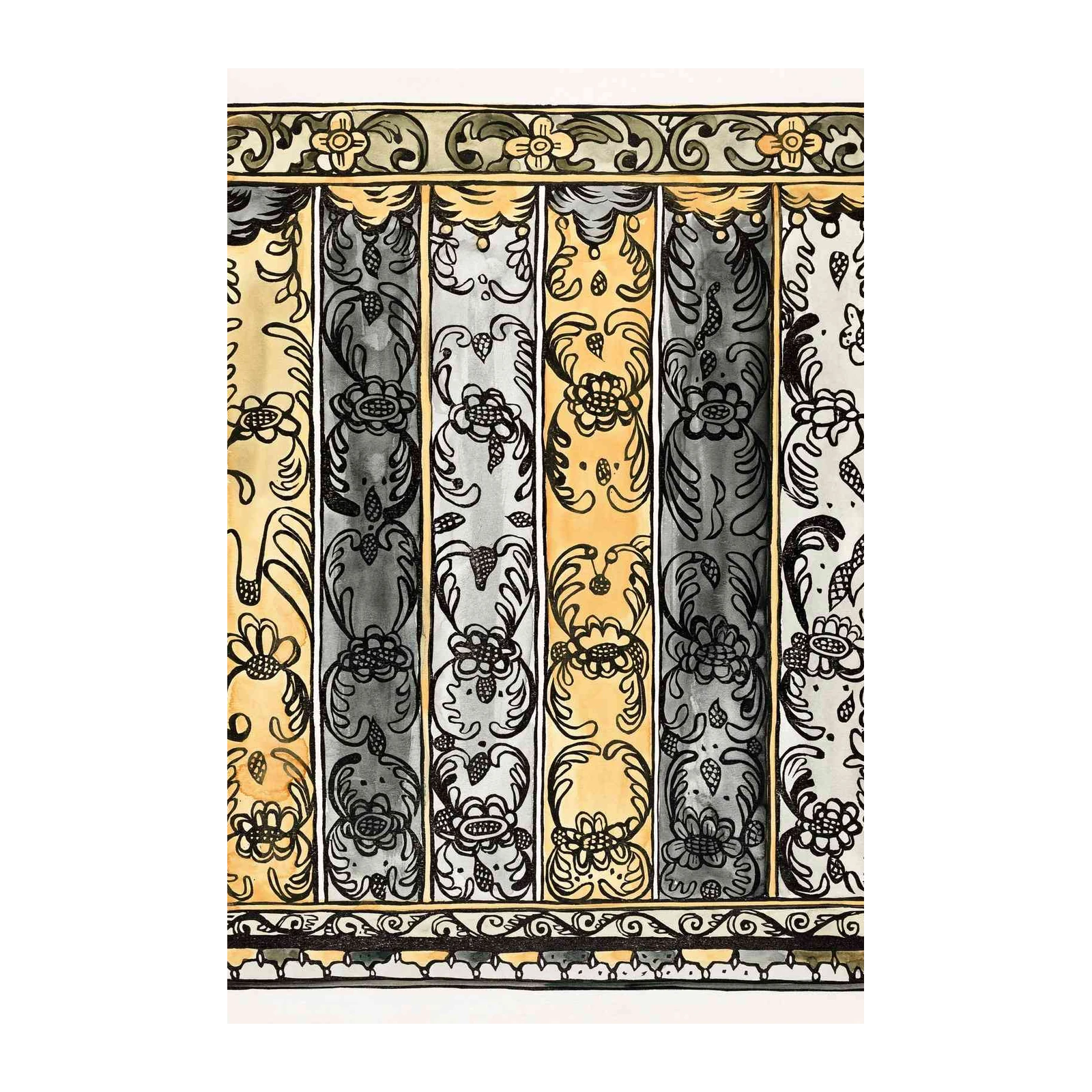 Art Nouveau Floral Stripe Wall Art