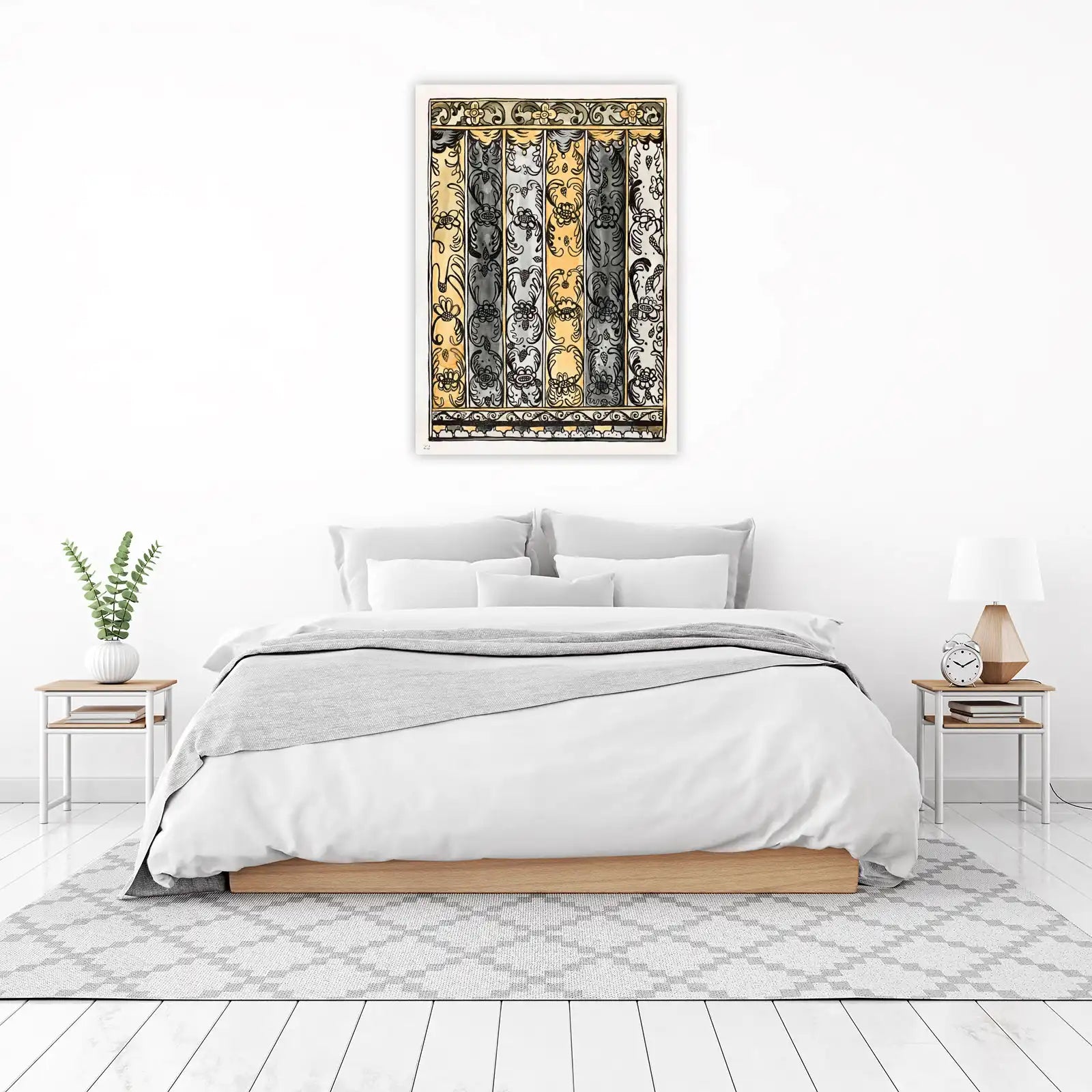 Art Nouveau Floral Stripe Wall Art