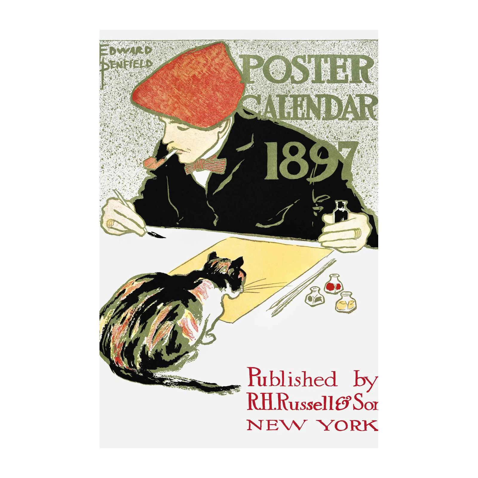 Edward Penfield Cat & Artist 1897 Poster Wall Art