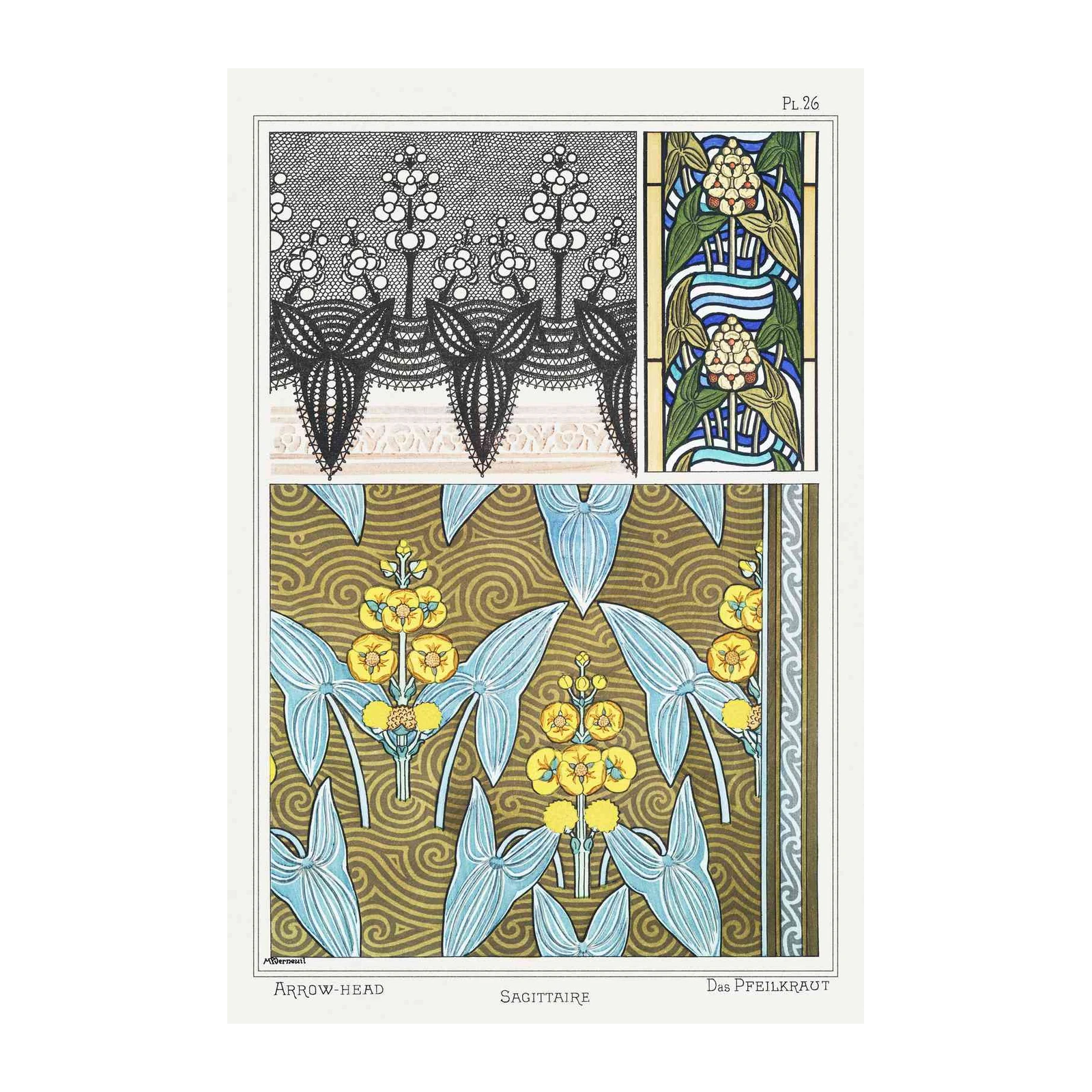 Art Nouveau Floral Arrowhead Wall Art
