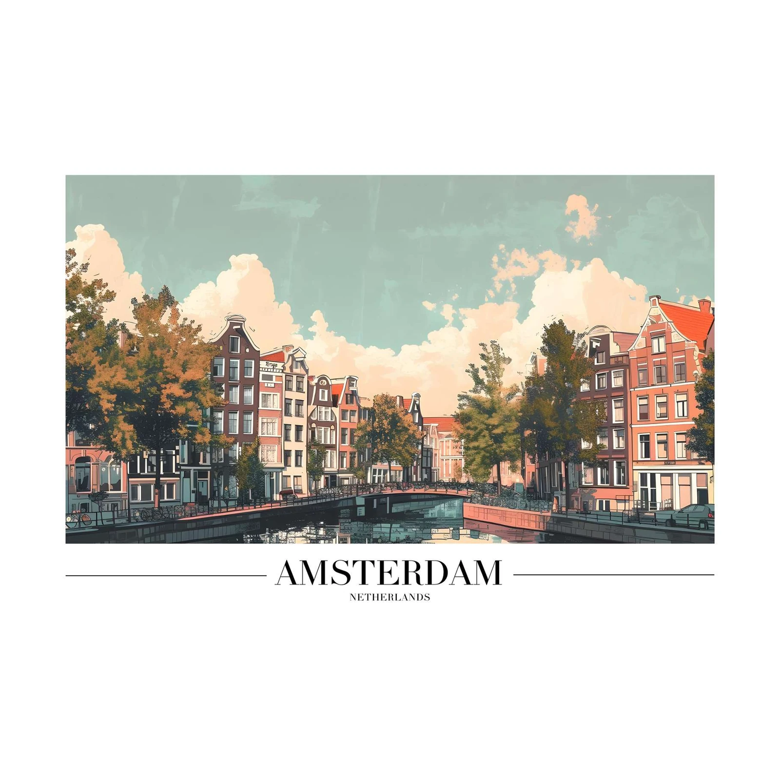 Vibrant Amsterdam Canal Scene Wall Art