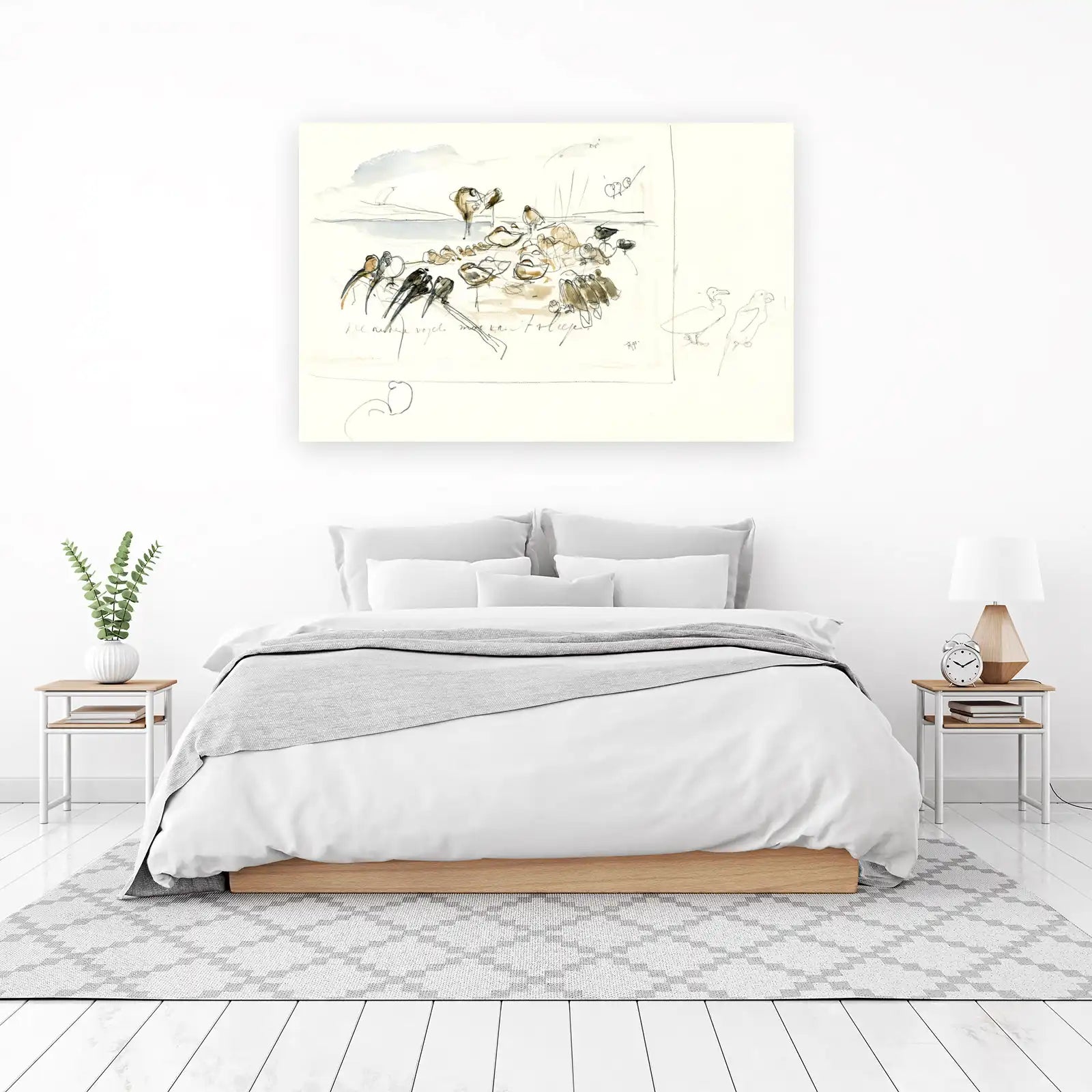 Charming Bird Sketch Watercolor Wall Art