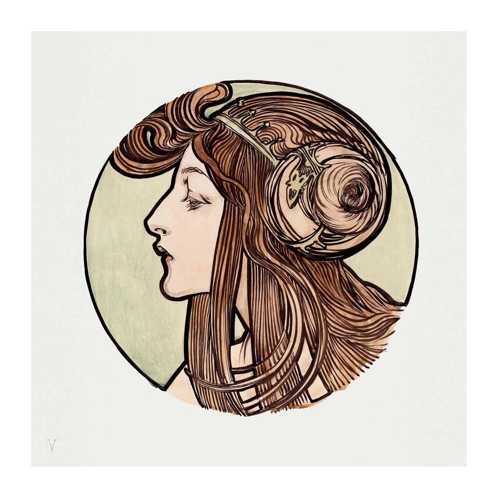 Elegant Art Nouveau Woman Wall Art