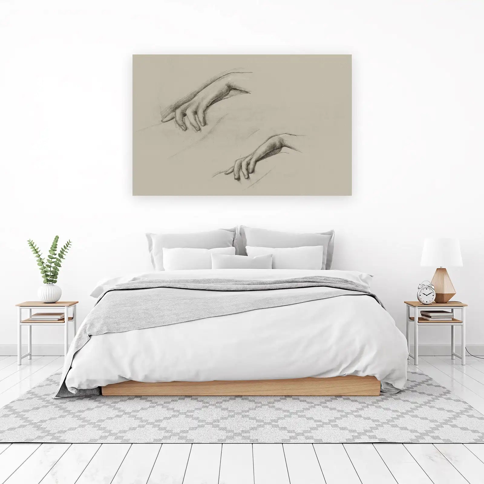 Elegant Hands Charcoal Sketch Wall Art