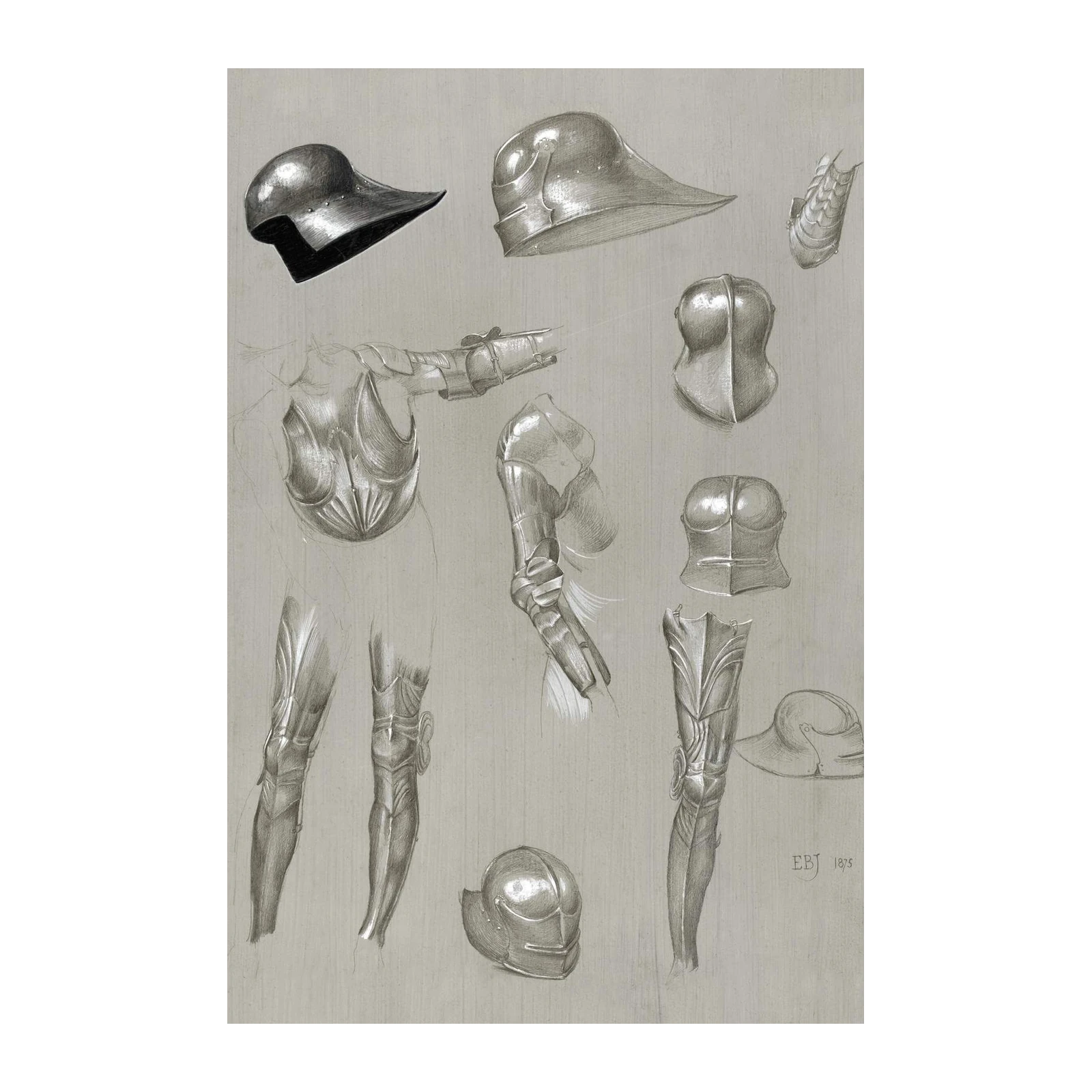 Vintage Armor Study Sketch Wall Art