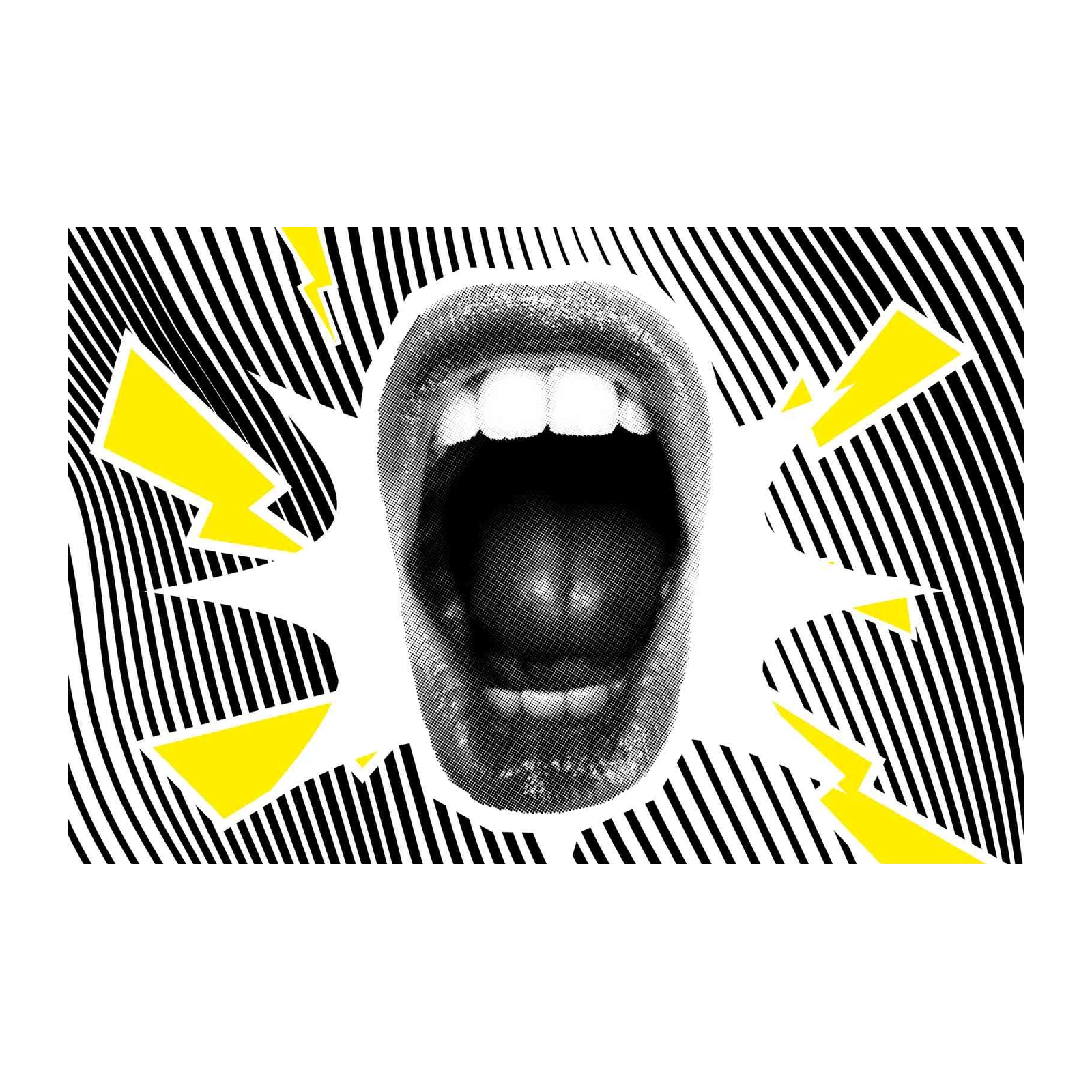 Bold Scream Pop Art Yellow Lightning Wall Art