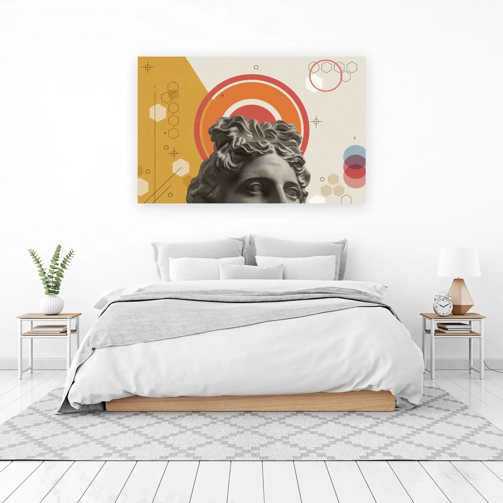 Retro Greek Bust Geometric Wall Art