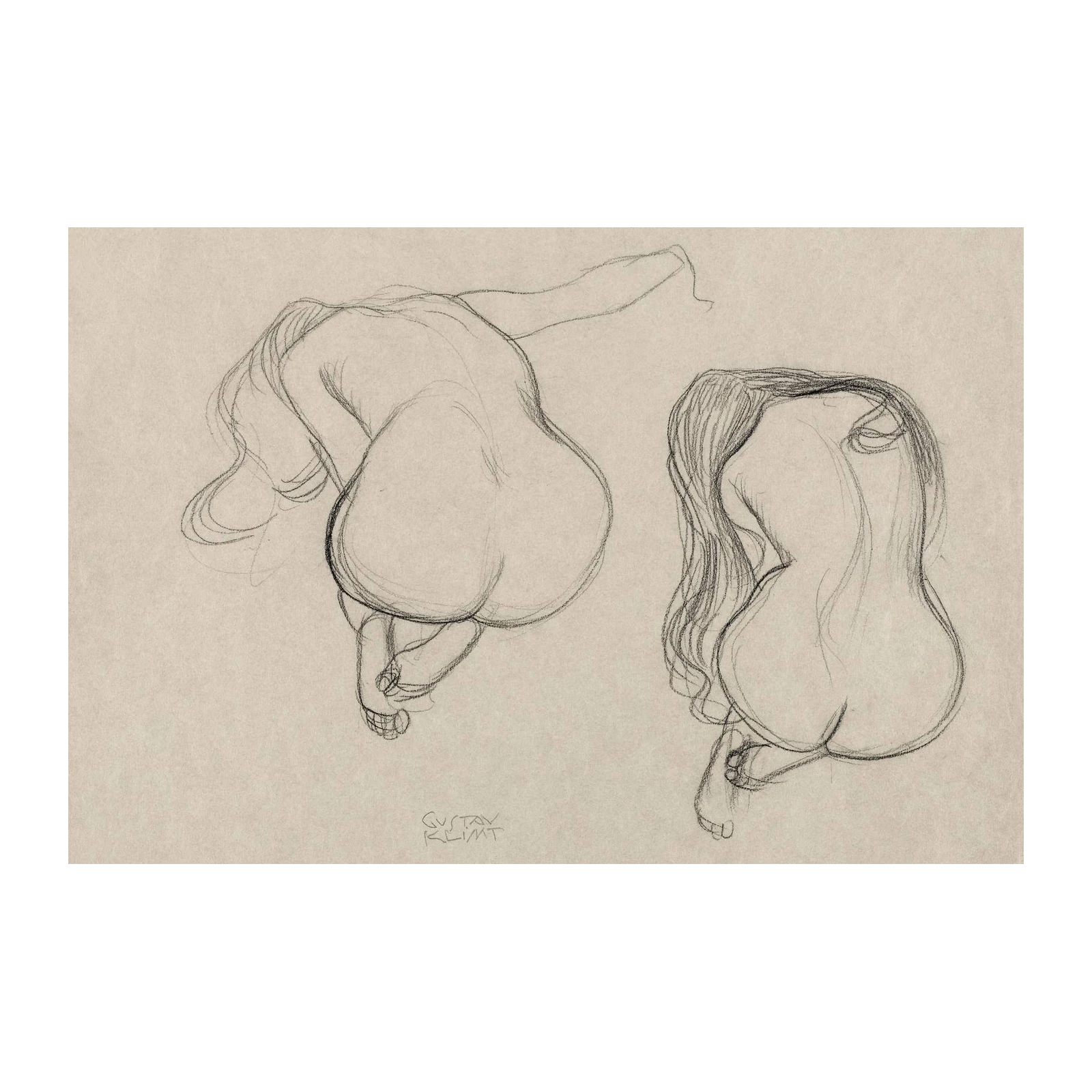 Gustav Klimt Study of Two Women Wall Art