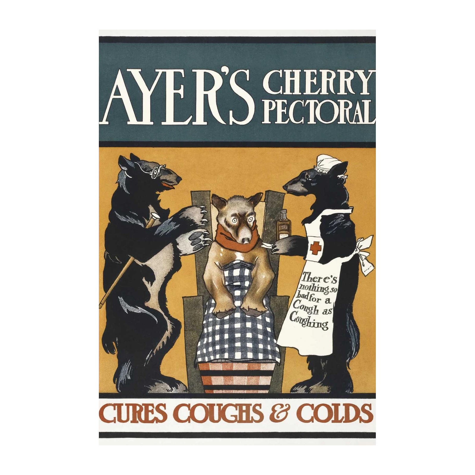 Vintage Bears Cures Coughs & Colds Wall Art