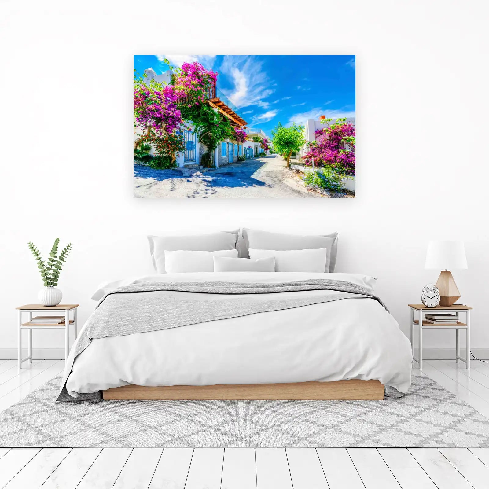 Vibrant Greek Island Street Wall Art