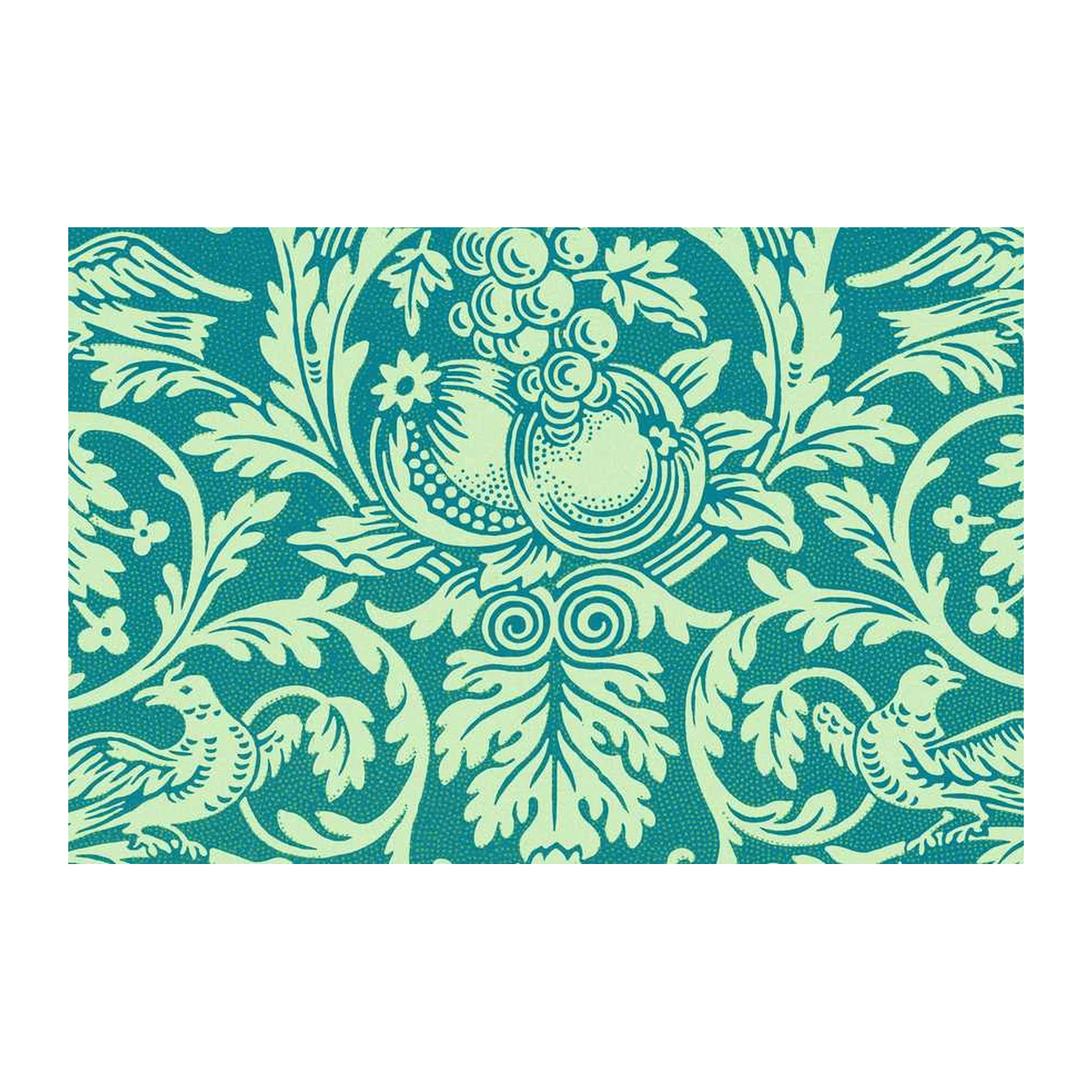 Elegant Teal Bird & Fruit Pattern Wall Art