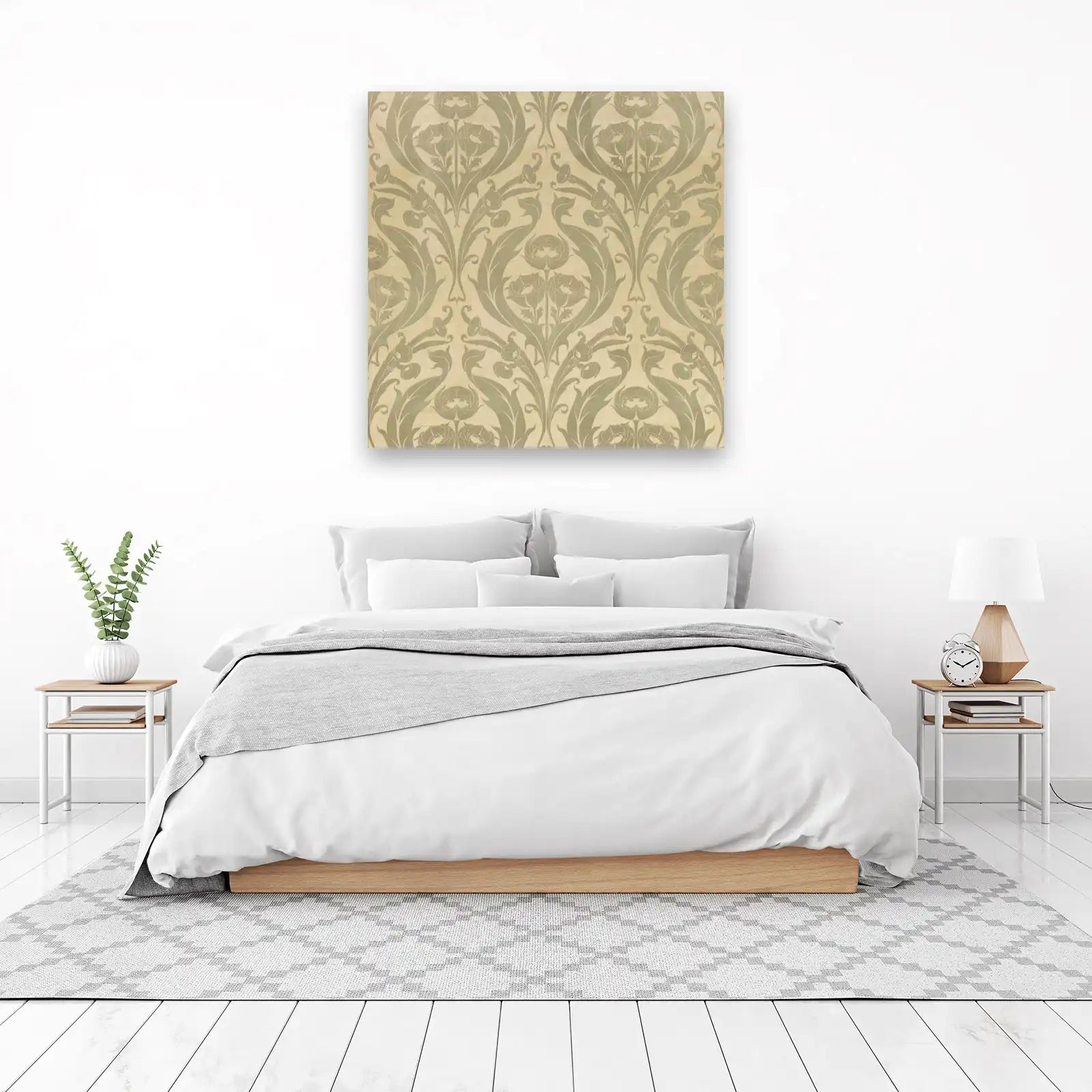Art Nouveau Floral Beige Wall Art