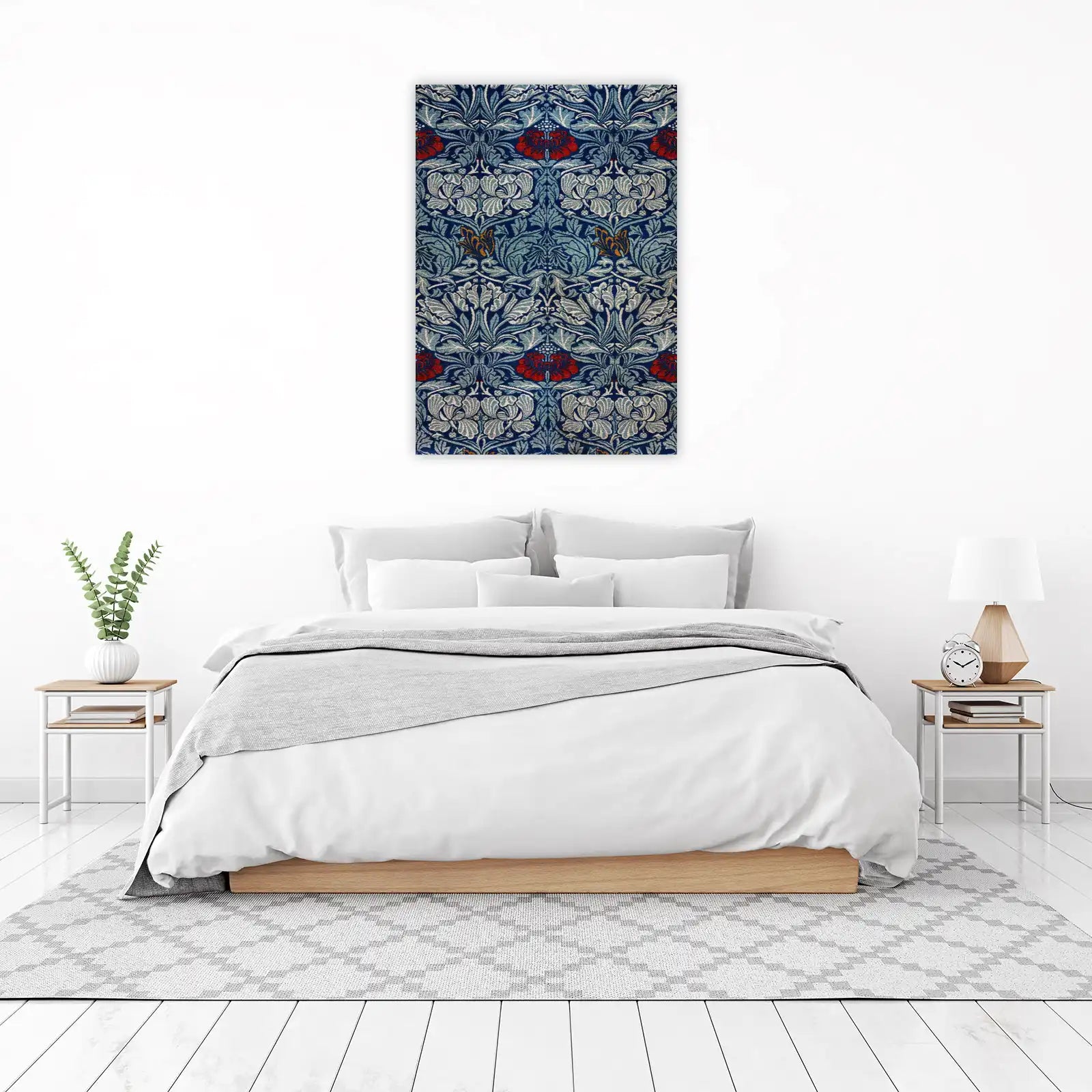 Vintage Floral Blue & Red Wall Art