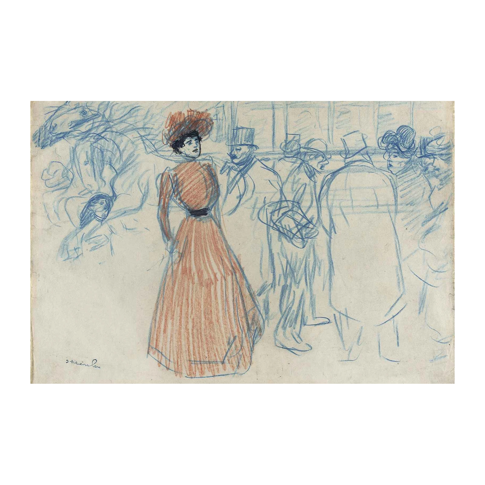 Elegant Belle Époque Woman Street Scene Wall Art