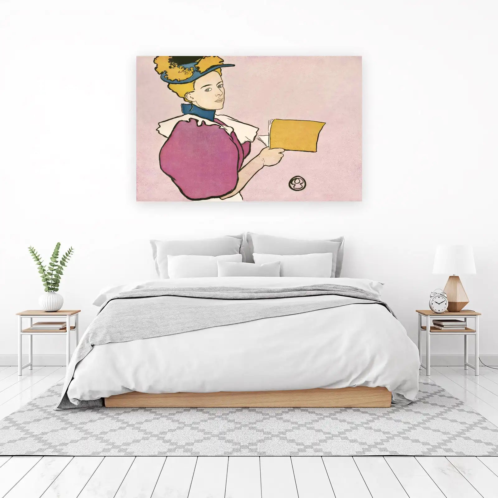 Elegant Lady Reading Vintage Poster Wall Art