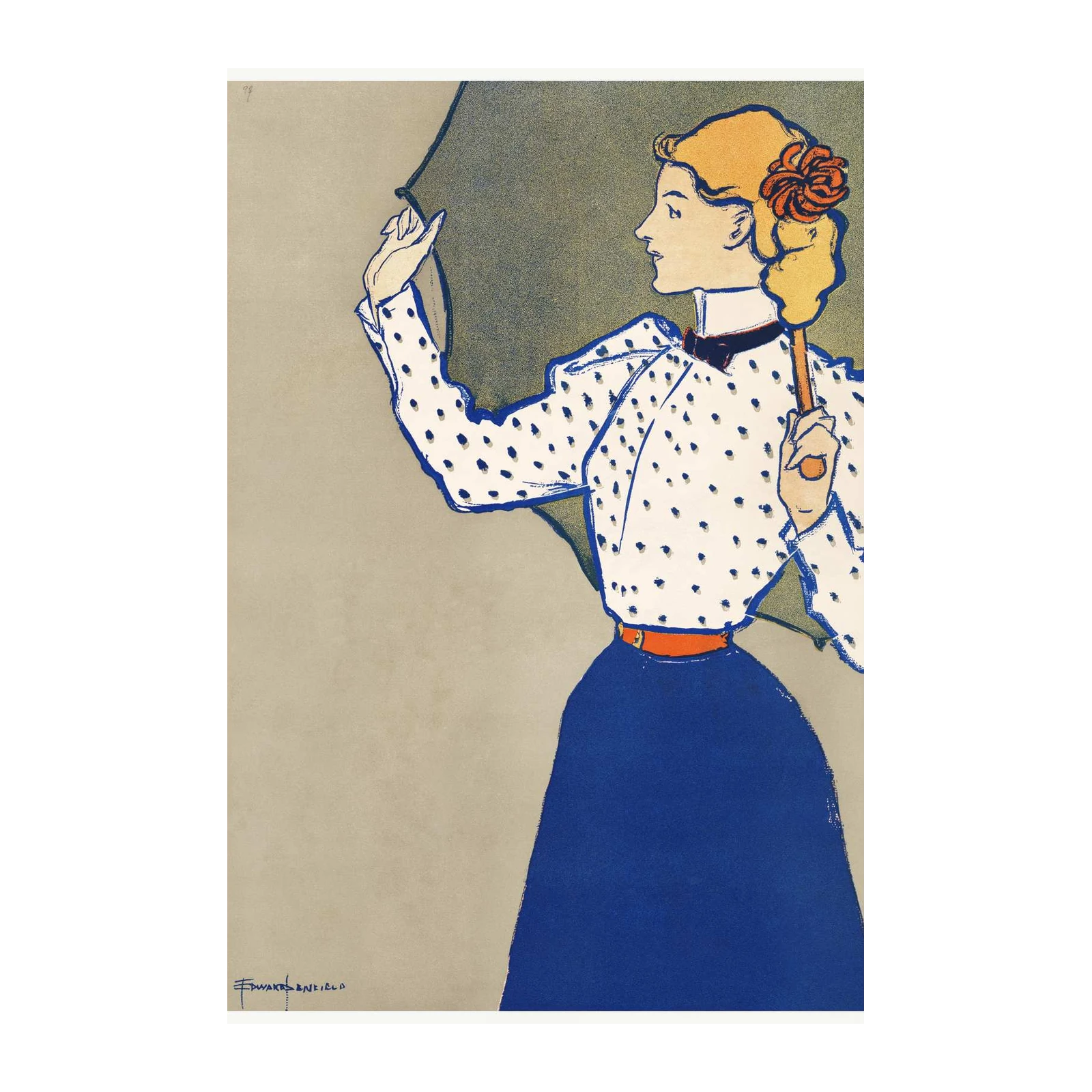 Art Nouveau Lady with Umbrella Wall Art