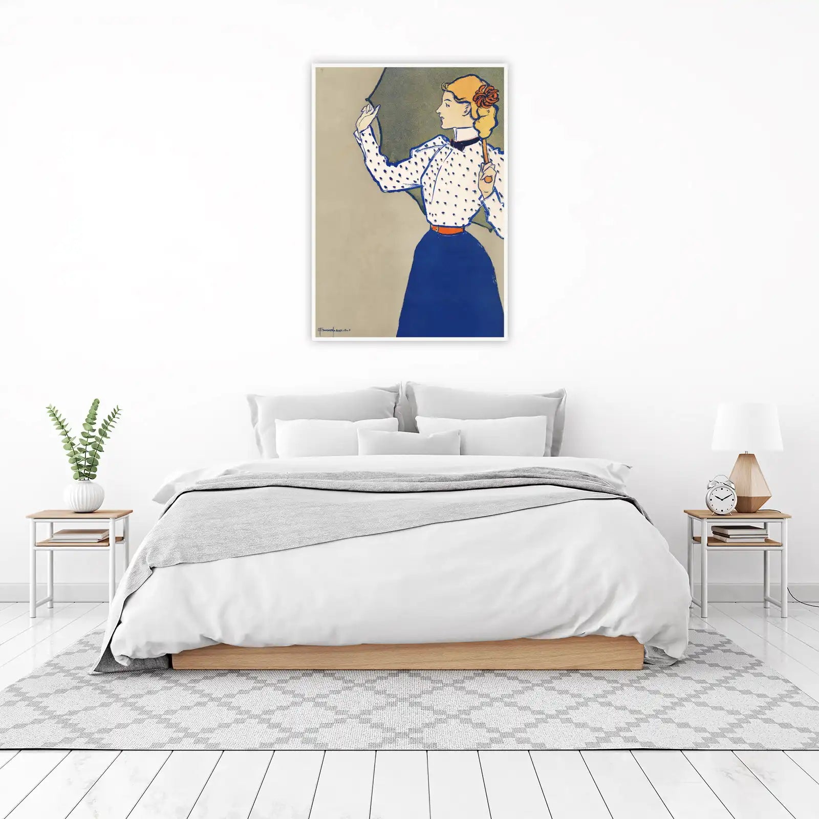Art Nouveau Lady with Umbrella Wall Art