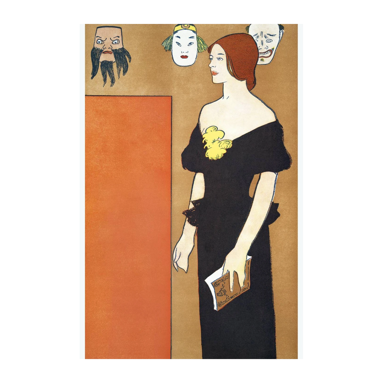Art Nouveau Woman with Masks Wall Art