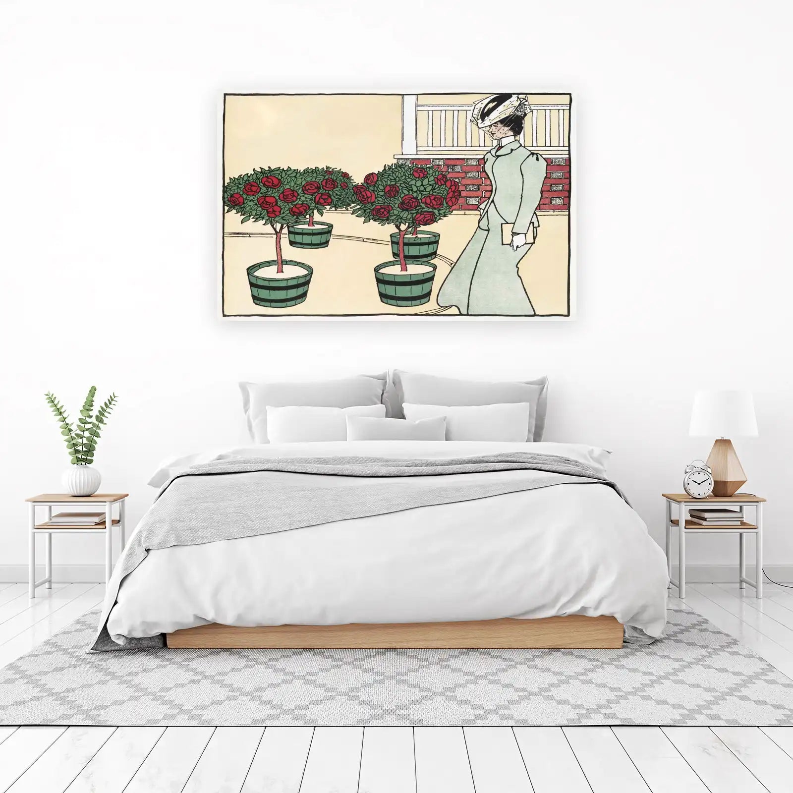 Vintage Rose Garden Woman Wall Art