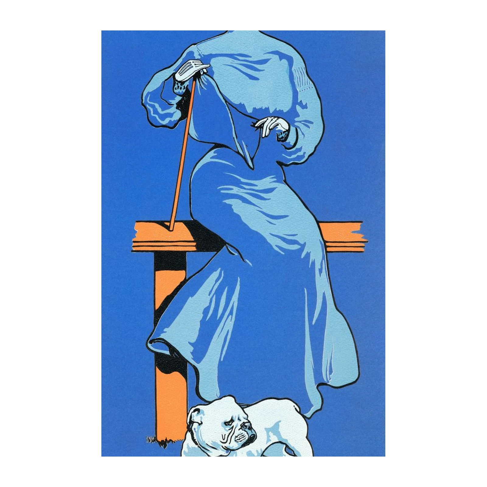 Elegant Lady & Bulldog Vintage Poster Wall Art