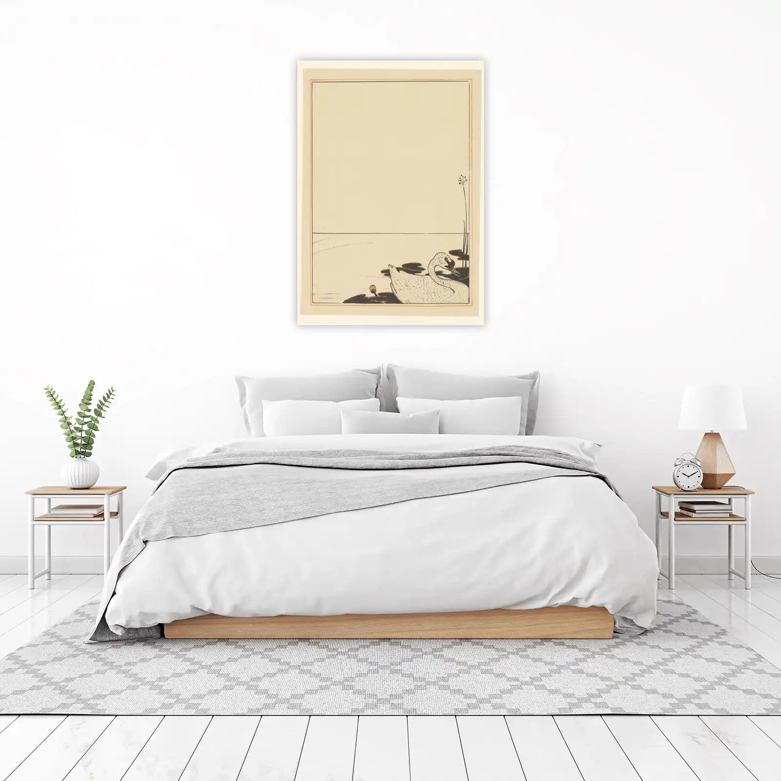 Elegant Swan Art Nouveau Wall Art