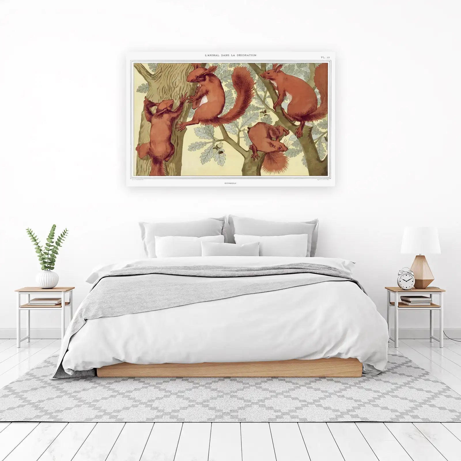 Art Nouveau Squirrel Forest Scene Wall Art