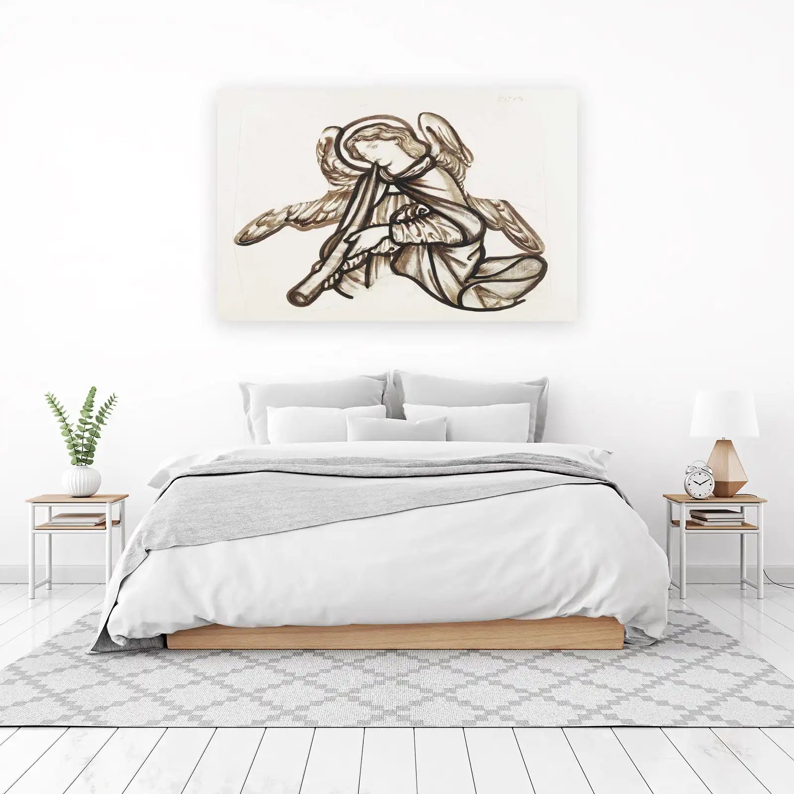 Elegant Angel Holding Lyre Wall Art
