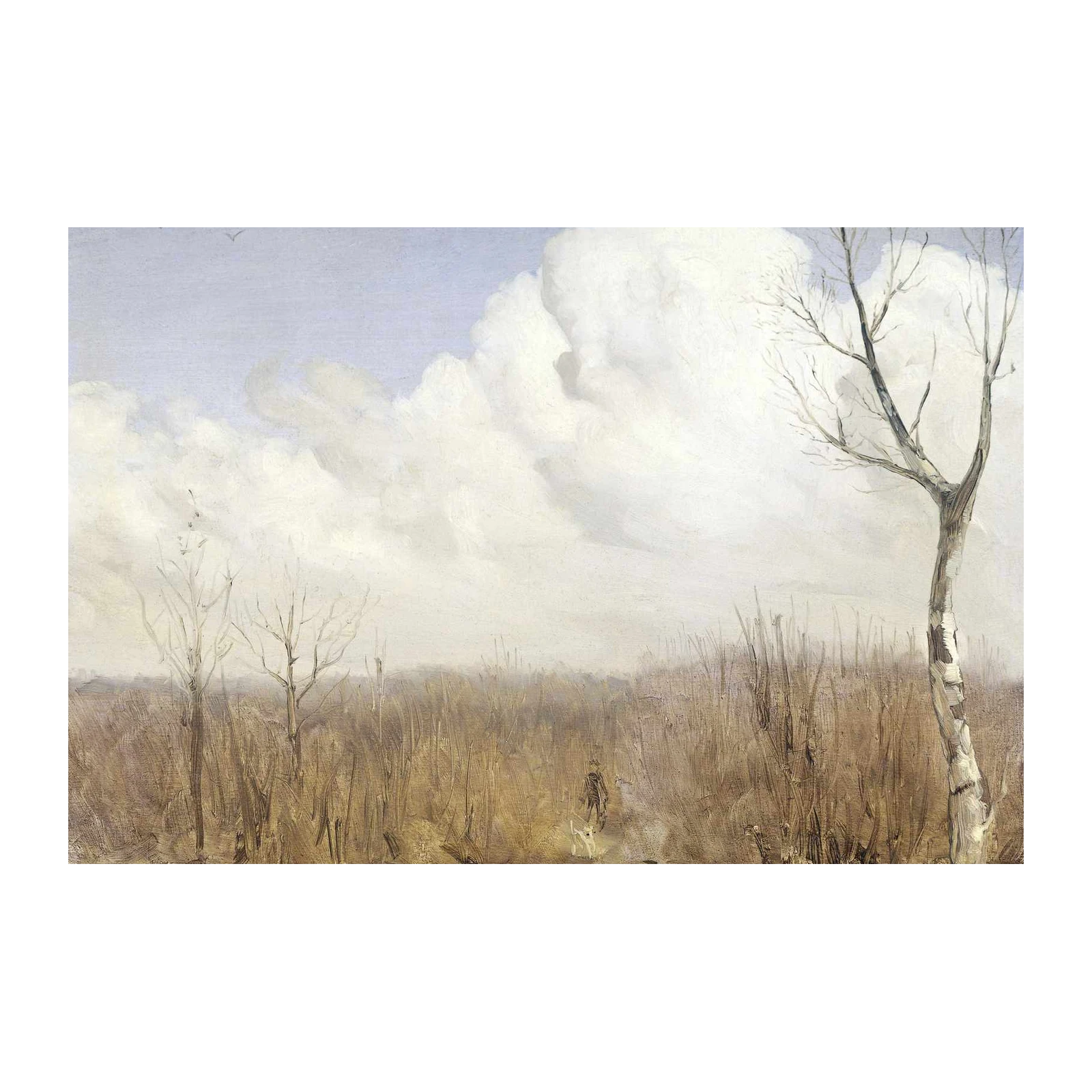 Serene Winter Landscape Dog Walker Wall Art