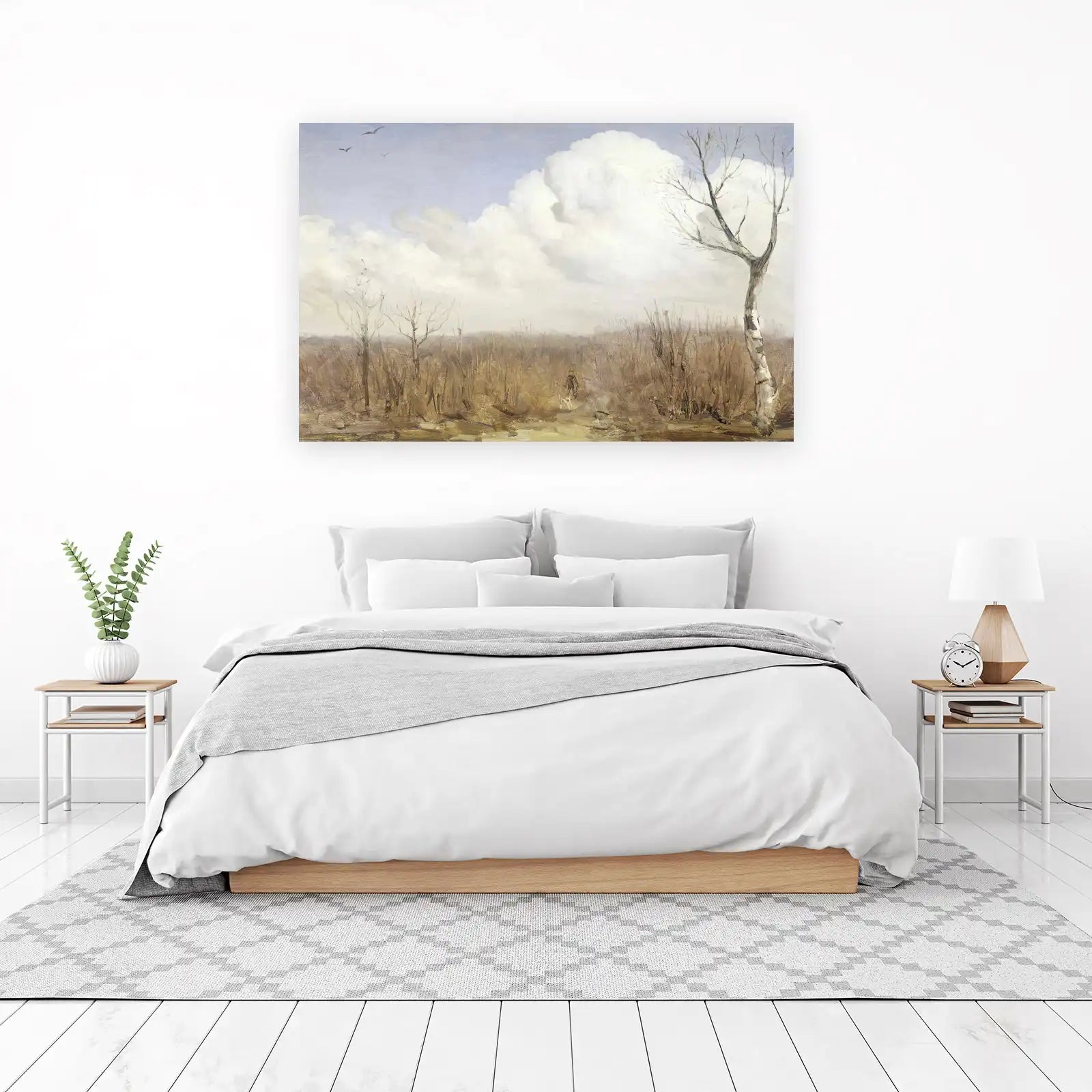Serene Winter Landscape Dog Walker Wall Art
