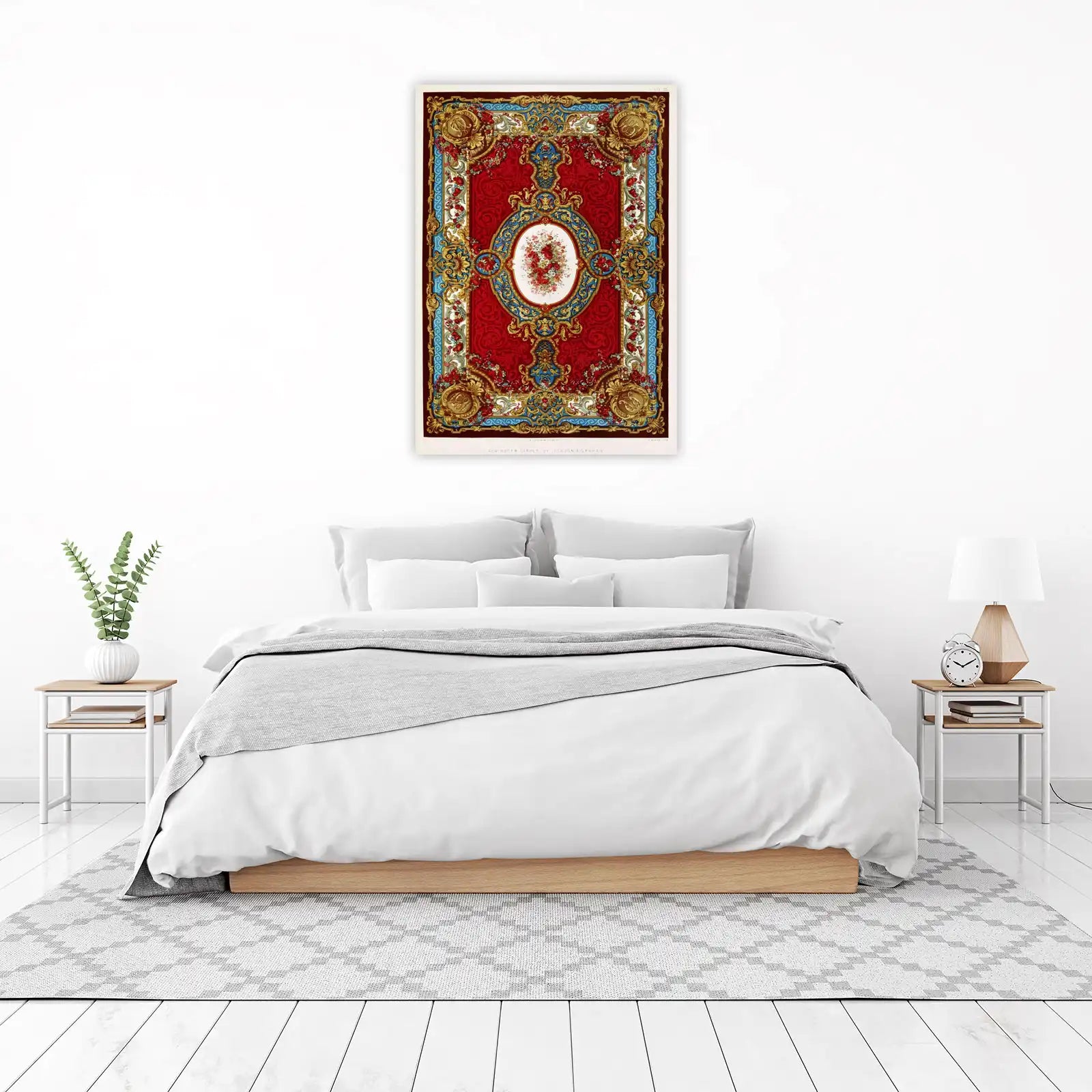 Victorian Floral Medallion Red Persian Wall Art