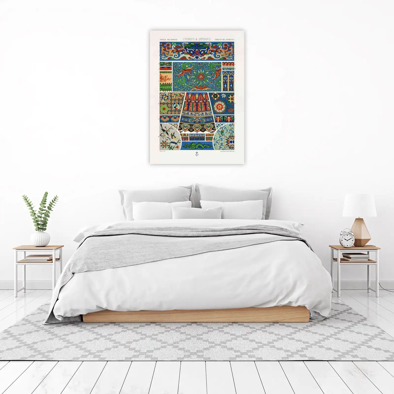 Vibrant Chinoiserie Dragon & Floral Wall Art