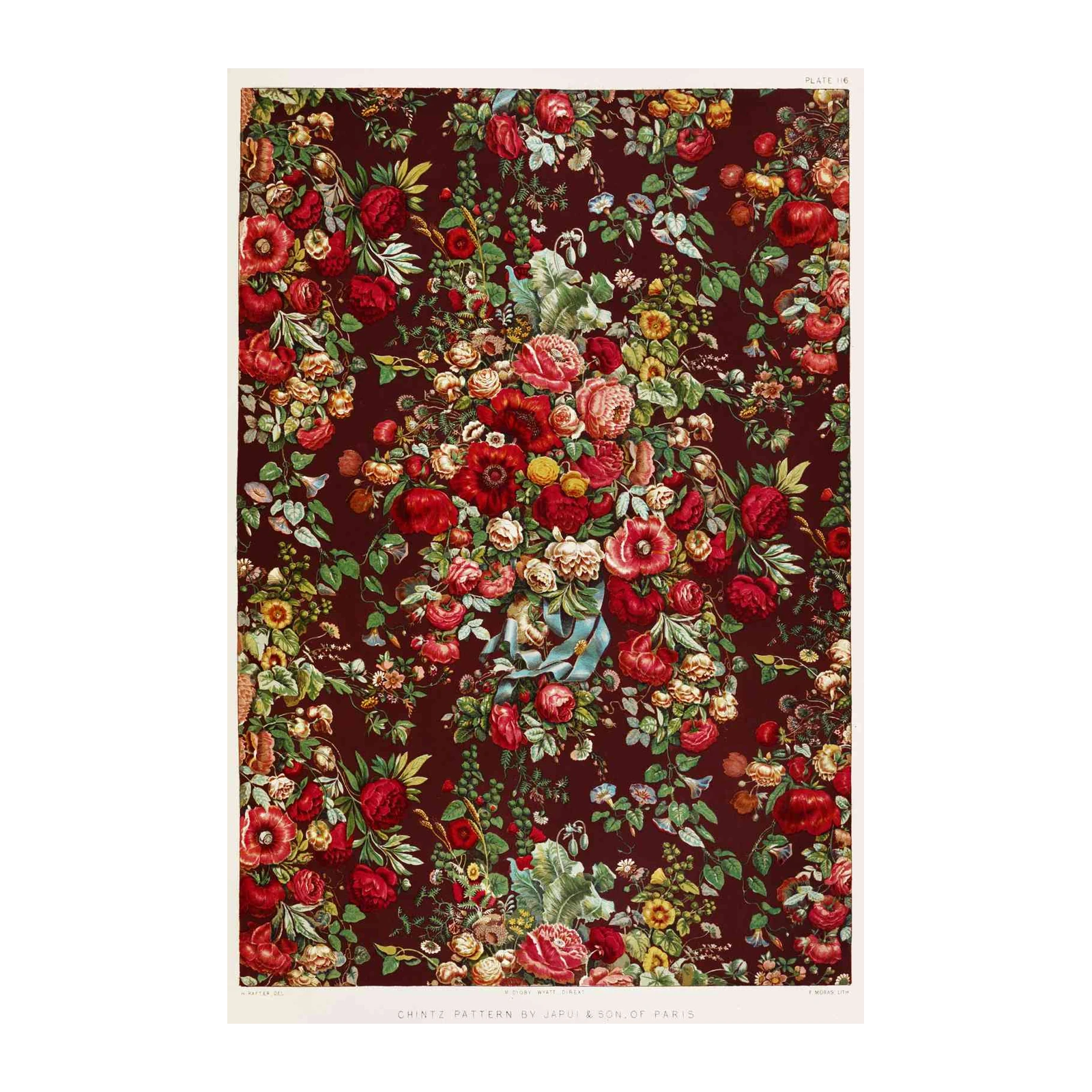 Vintage Floral Bouquet Red Wall Art