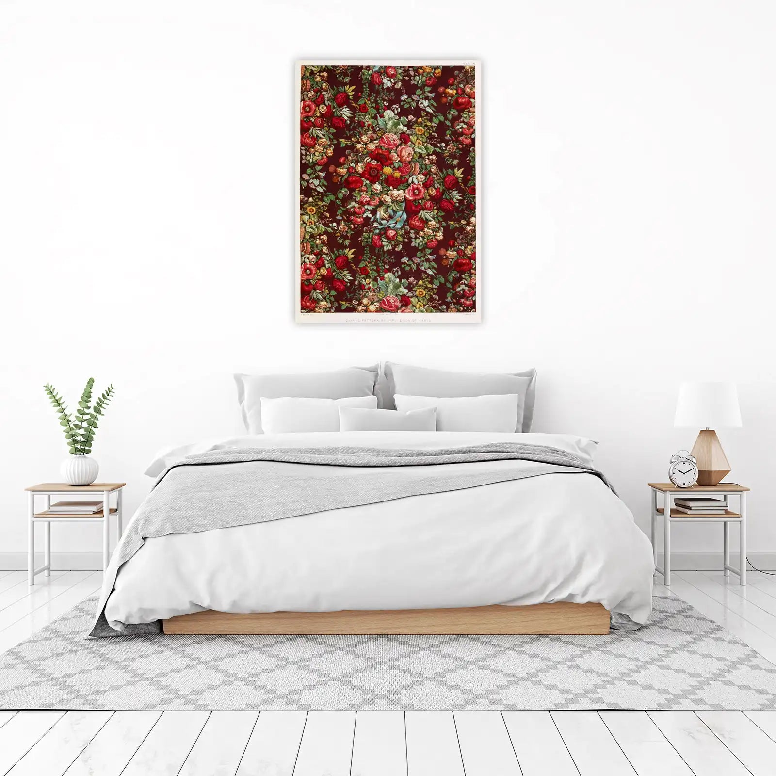 Vintage Floral Bouquet Red Wall Art